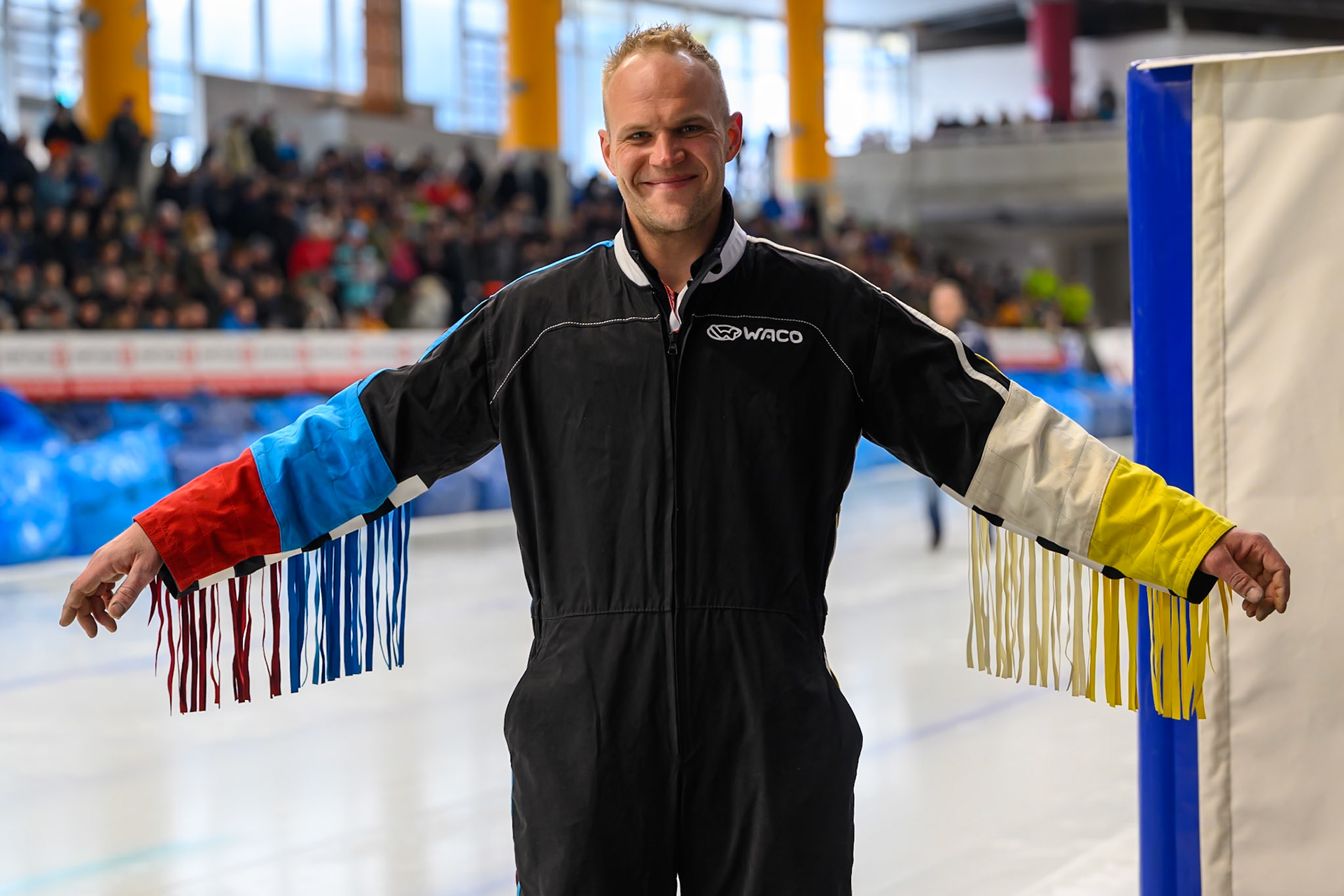 The start marshall Franz Winkhofer Jnr during the Ice Speedway Gladiators World Championship Final 2 at Max-Aicher-Arena, Inzell on Sunday 15th March 2026. (Photo: Ian Charles | MI News)