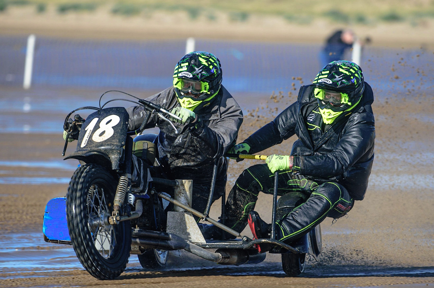 Mick Stace &amp; Ryan Barker (18) during the Fylde ACU British Sand Racing Masters Championship on  Sunday 2nd October 2022. (Credit: Ian Charles | MI News)
