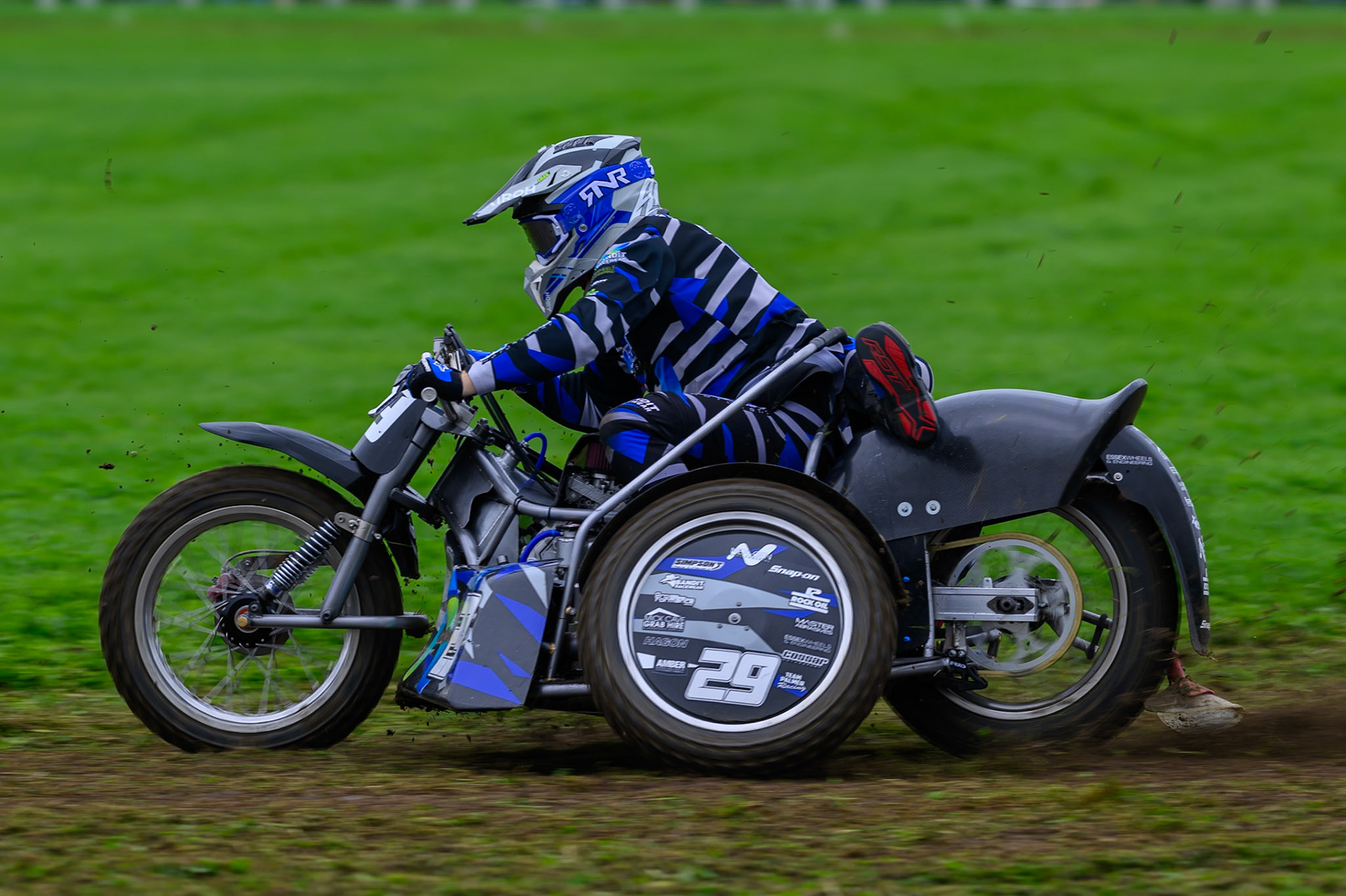 Tom Cossar/Ryan Wharton (29) during practice for  the British Masters Grasstrack Championship at Lower Marsh Farm, Much Hoole, Preston in Lancashire, England on Sunday 13th September 2026. (Photo: Ian Charles | MI News)