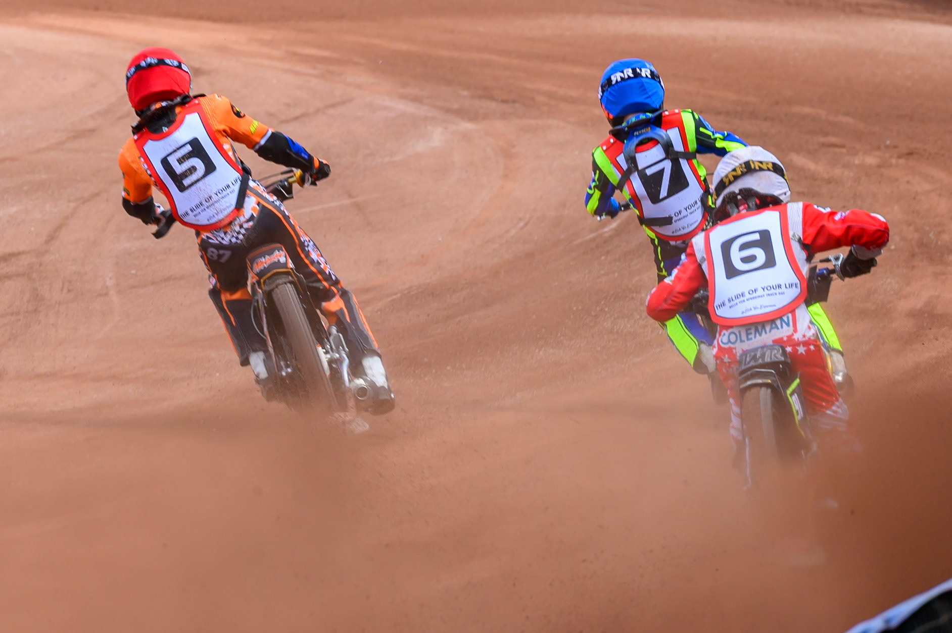 JR ASHWORTH &amp; SONS COLTS ACADEMY INDIVIDUALOllie Binns  in White chases Mickie Simpson in Red and Ryan Ingram in Blue during the JR Ashworth &amp; Sons Colts Individual at the National Speedway Stadium, Manchester on Sunday 10th May 2026. (Photo: Ian Charles | MI News)