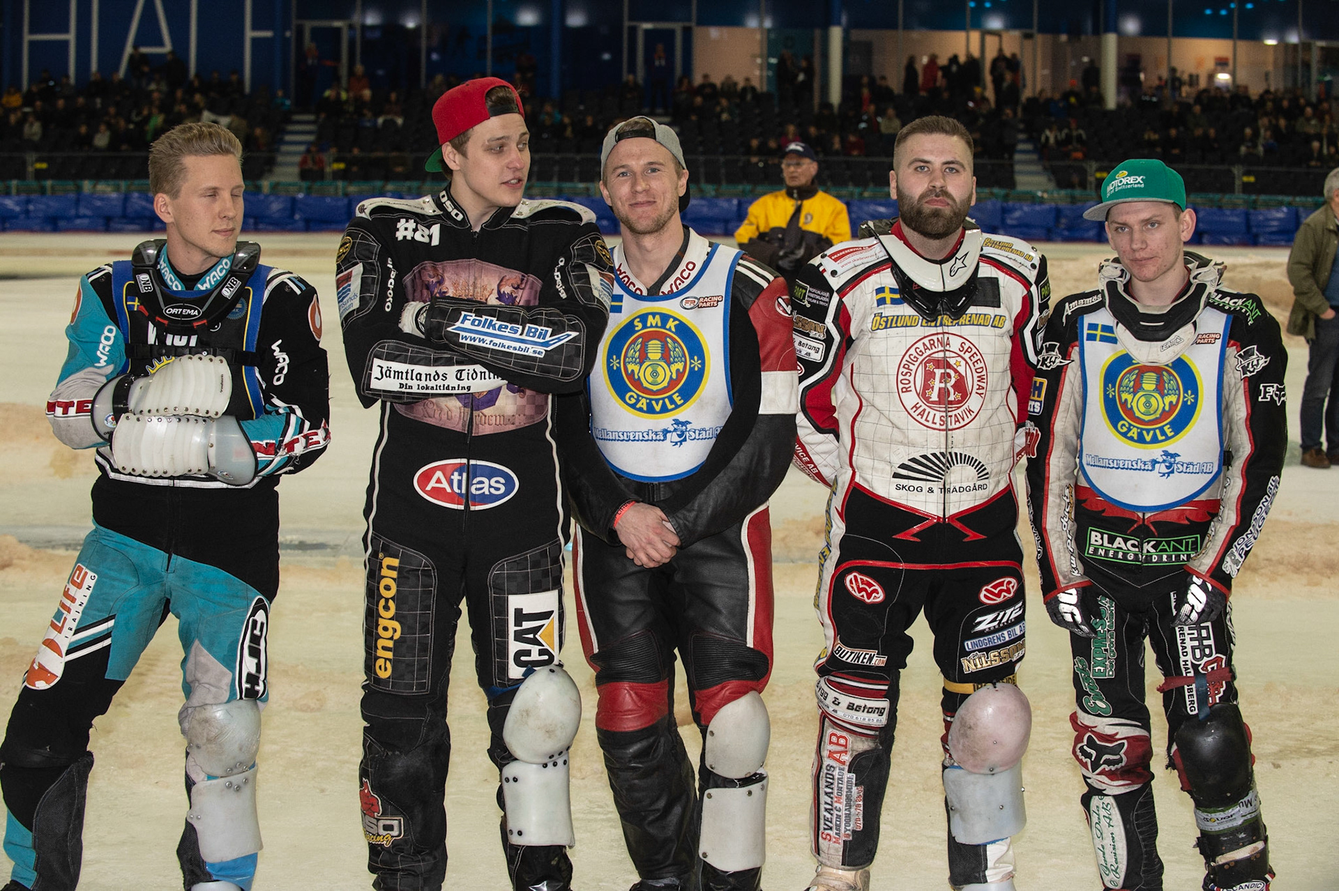 Photo: Ian Charles

The Swedish Riders in Heerenveen: (l-r) Jimmy Hörnell, Jimmy Olsén, Albin Lindblom, Pontus Fick, Andreas Lindblom

Roelof Thijs Bokaal, Ice Rink Thialf, Heerenveen, Netherlands Friday  29  March  2019