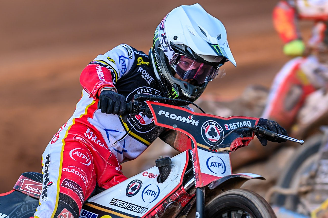 Belle Vue Aces' Dan Bewley during the Rowe Motor Oil Premiership match between Birmingham Brummies and Belle Vue Aces at Perry Bar Stadium, Birmingham on Monday 2nd June 2025. (Photo: Ian Charles | MI News)