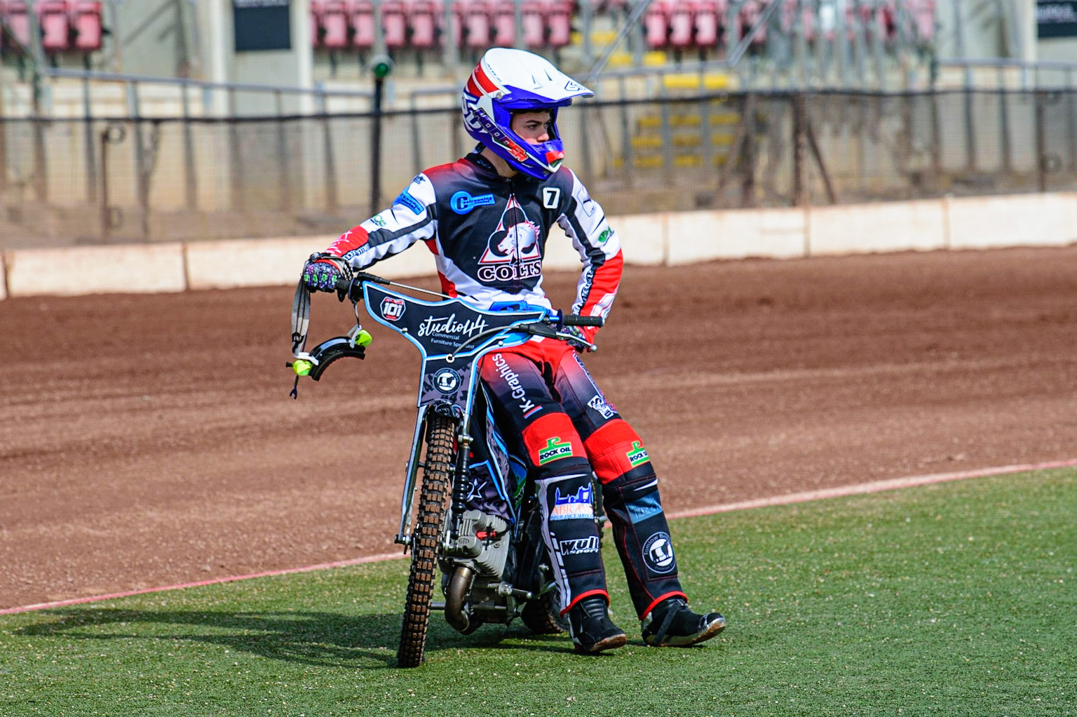 MANCHESTER, UK. MAR 14TH Freddie Hodder in action during the Belle Vue Speedway Media Day at the National Speedway Stadium, Manchester on Monday 14th March 2022. (Credit: Ian Charles | MI News)