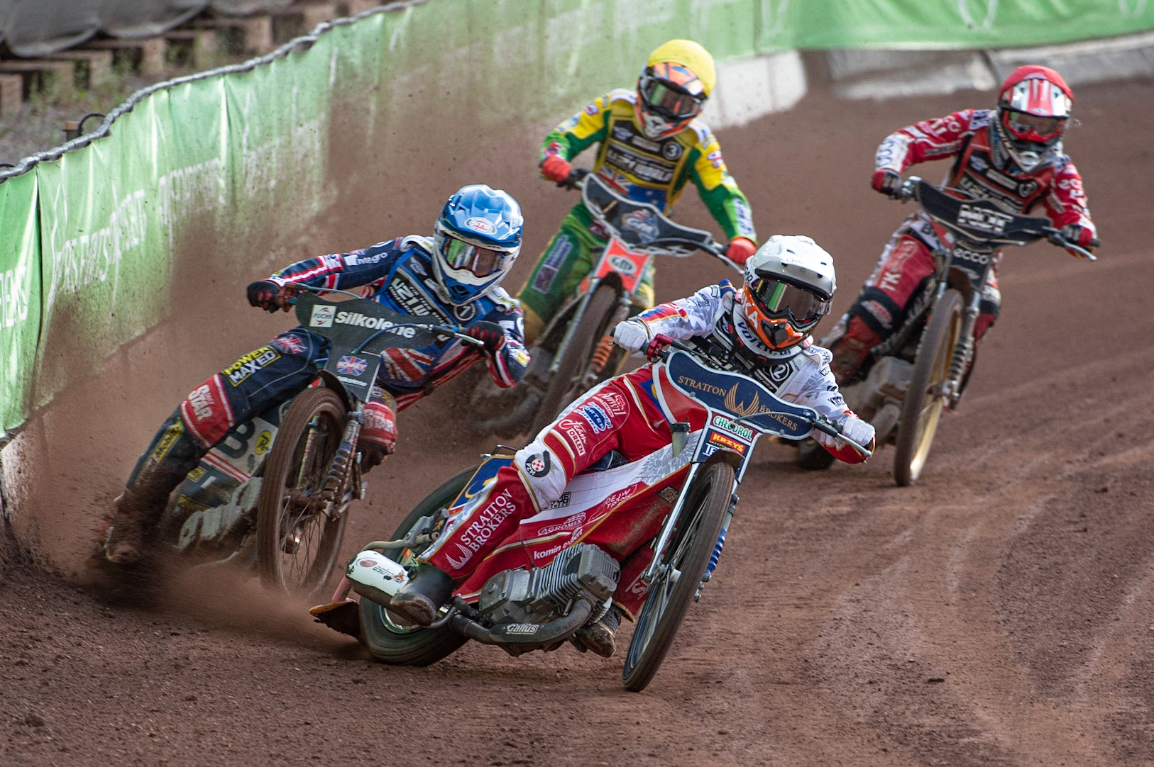 Photo: Ian Charles

Dominik Kubera  (White) \ahead of Robert Lambert (Blue) Matthew Gilmore (Yellow) and Mads Hansen (Red)

FIM Team Speedway U-21 World Championship, National Speedway Stadium, Manchester Friday 12 July  2019