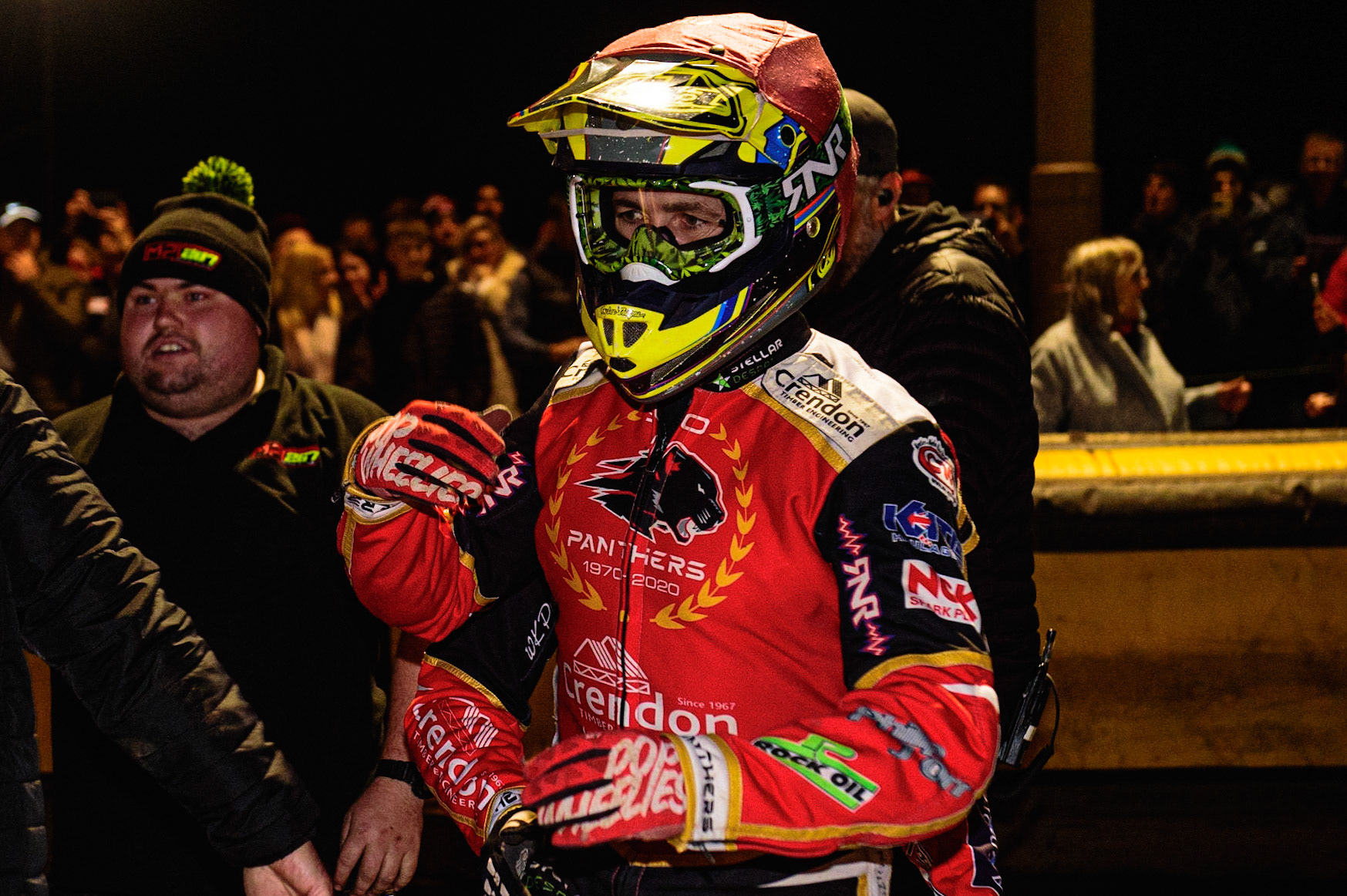 PETERBOROUGH, UK. OCT 14TH Scott Nicholls  after his win during the SGB Premiership Grand Final 2nd leg between Peterborough and Belle Vue Aces at East of England Showground, Peterborough on Thursday 14th October 2021. (Credit: Ian Charles | MI News)