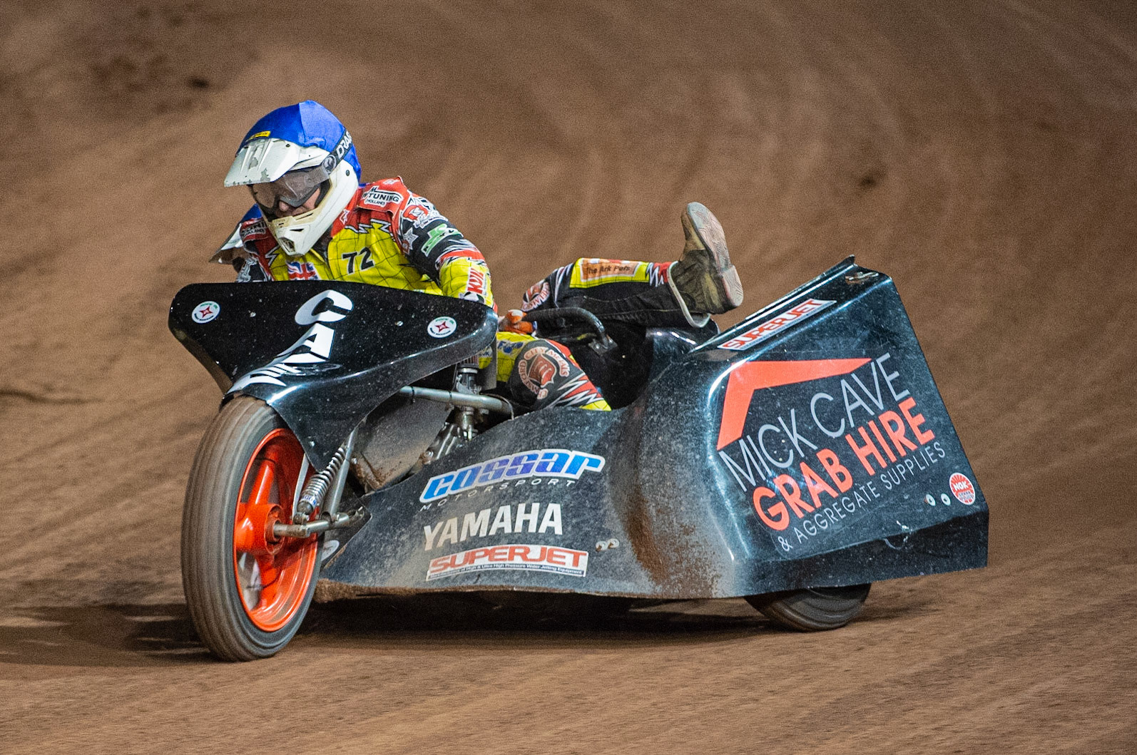 MANCHESTER, ENGLAND Andy Cossar & Gareth Williams(72) during the  ACU Sidecar Speedway Manchester Masters,  Belle Vue National Speedway Stadium, Manchester Saturday 12 October 2019 (Credit: Ian Charles | MI News)