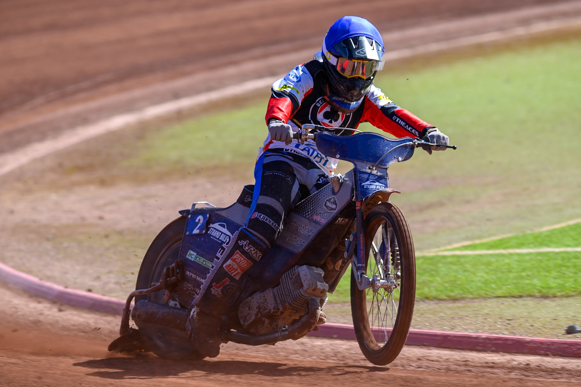 Jonas Jeppesen Guest Rider for Belle Vue Aces in Blue during the Knockout Cup Northern Section match between Belle Vue Aces and Leicester Lions at the National Speedway Stadium, Manchester on Monday 6th April 2026. (Photo: Ian Charles | MI News)