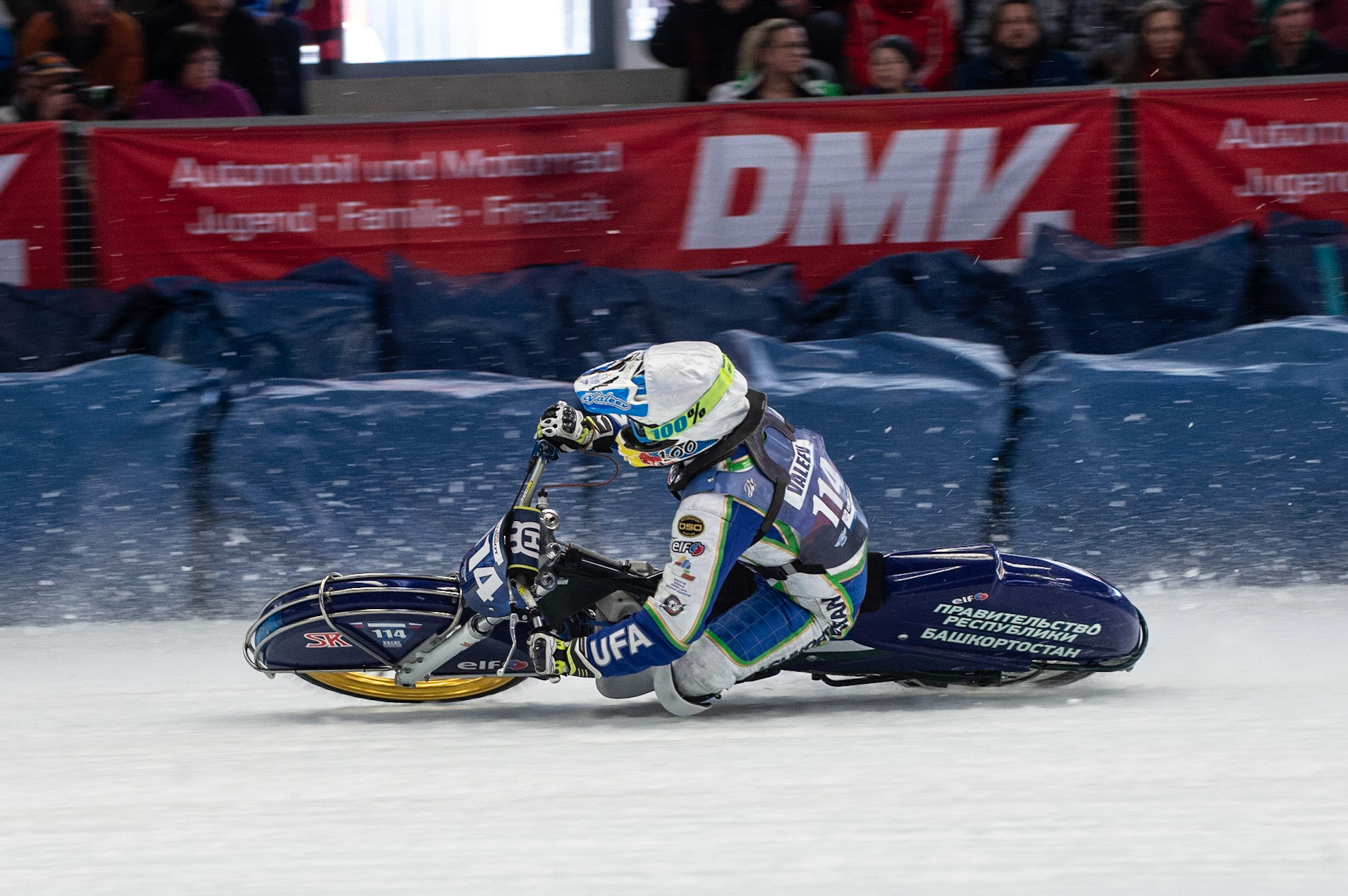 Photo: Ian Charles

Dinar Valeev (114) in action 

FIM Ice Speedway Gladiators World Championship, Event 4.2, Max-Aicher-Arena, Inzell, Germany, Sunday 17 March 2019