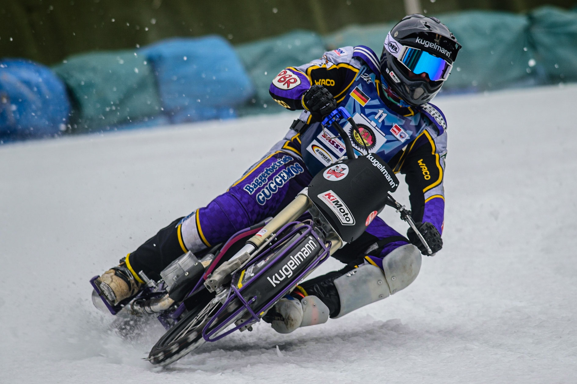 Christoph Kirchner practices  during the German Individual Ice Speedway Championship at Horst-Dohm-Eisstadion, Berlin on Friday 3rd March 2023. (Photo: Ian Charles | MI News)
