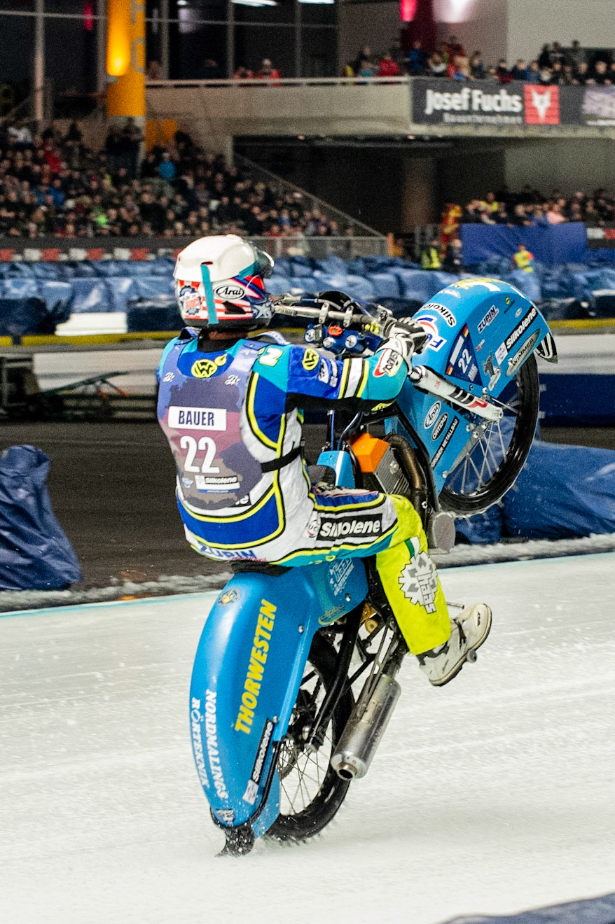 Photo: Ian Charles

Gunther Bauer (22) pulls a wheelie 

FIM Ice Speedway Gladiators World Championship, Event 4.1, Max-Aicher-Arena, Inzell, Germany, Saturday 16 March 2019