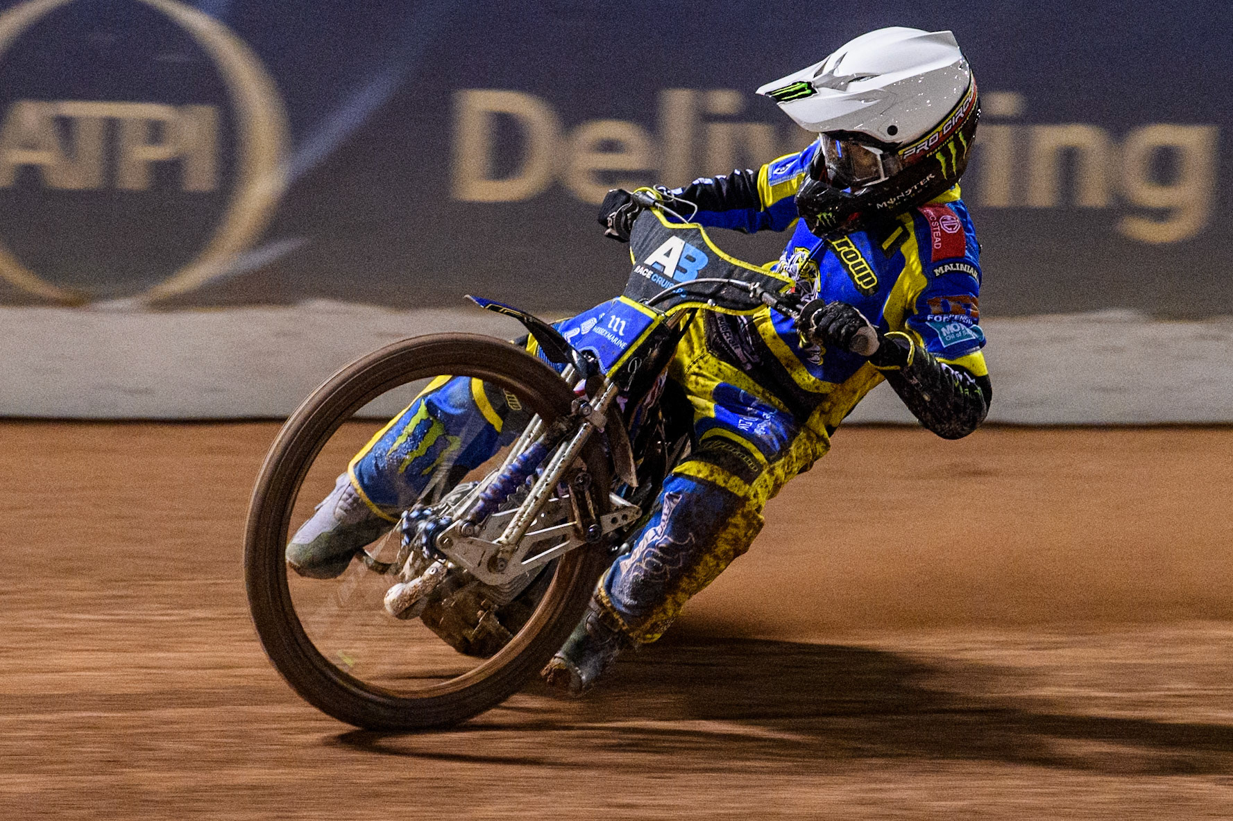 Sheffield Tigers' Jack Holder  in action during the Rowe Motor Oil Premiership Play Off Semi Final 2, 1st Leg match between Belle Vue Aces and Sheffield Tigers at the National Speedway Stadium, Manchester on Monday 16th September 2024. (Photo: Ian Charles | MI News)