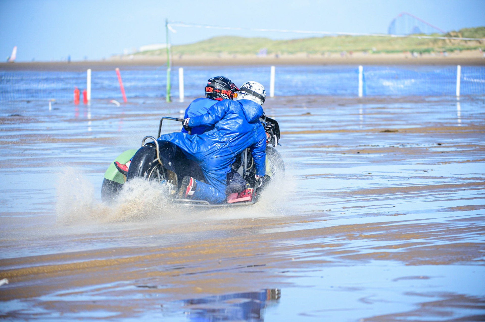 Neal Owen &amp; Jason Farwell (12) practice in their watrproofs  during the Fylde ACU British Sand Racing Masters Championship on  Sunday 2nd October 2022. (Credit: Ian Charles | MI News)