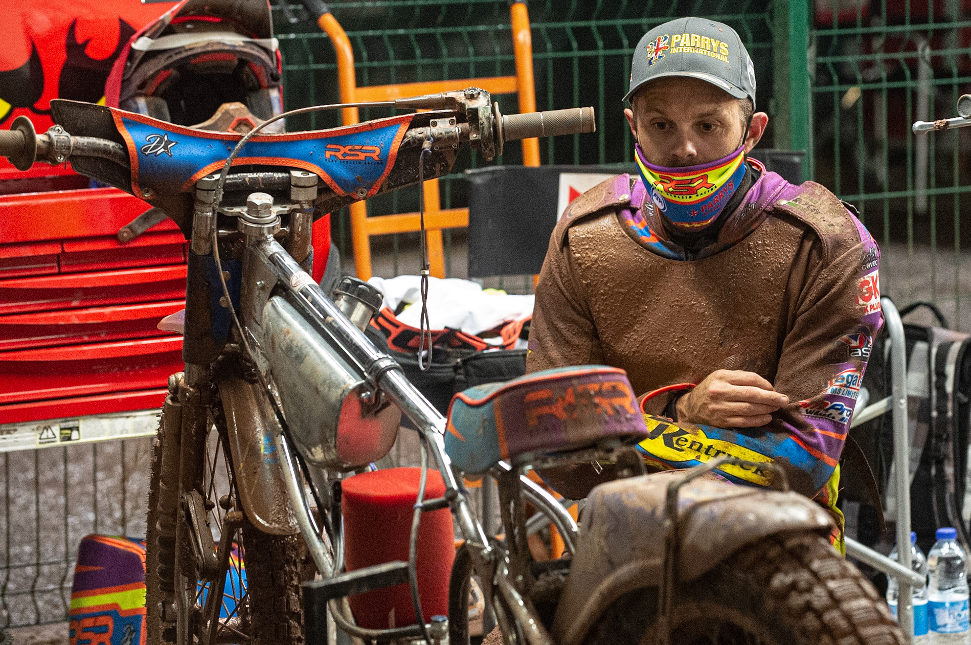 Photo: Ian CharlesRory Schlein in his pit areaSports Insure British Speedway Championship Final, National Speedway Stadium, Manchester Monday  28  September  2020