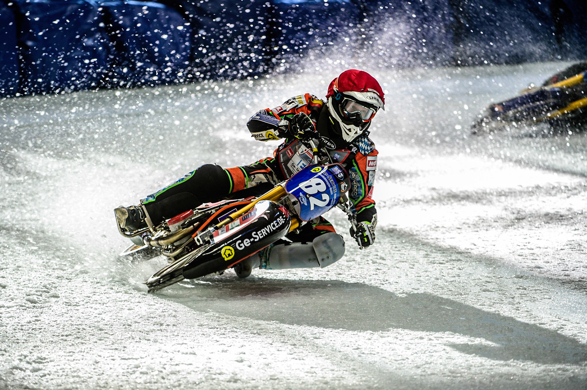Markus Jell (82) in action during the Ice Speedway Gladiators World Championship Final 1 at Max-Aicher-Arena, Inzell, Germany on Saturday 18th March 2023. (Photo: Ian Charles | MI News)