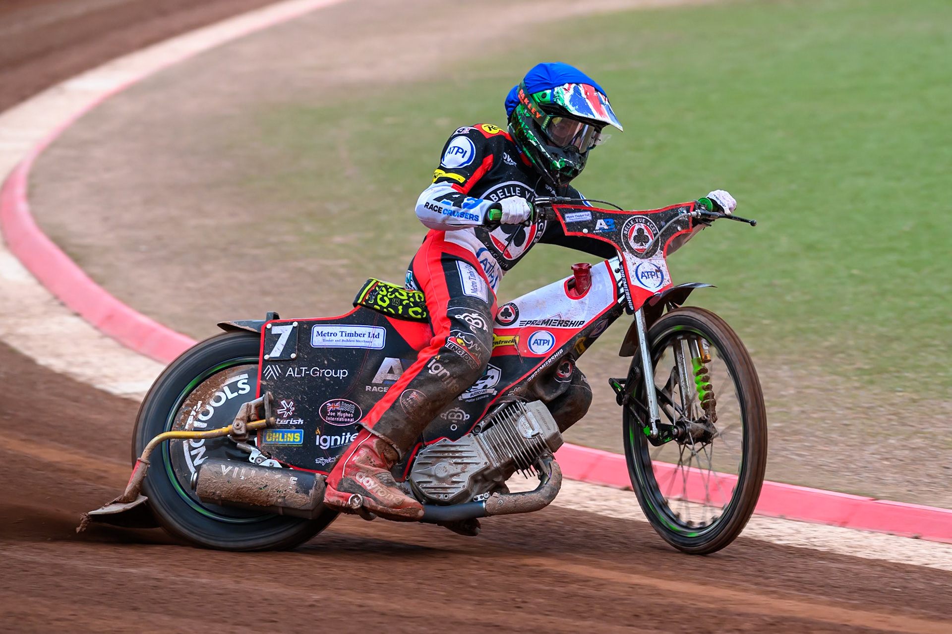 William Cairns of Belle Vue Aces in action during the Rowe Motor Oil Premiership match between Belle Vue Aces and Leicester Lions at the National Speedway Stadium, Manchester on Monday 15th June 2026. (Photo: Ian Charles | MI News)