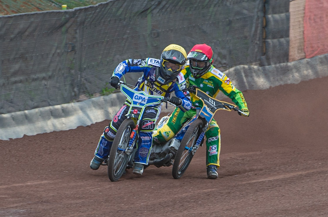 Photo by Ian Charles:

Pontus Aspgren (Yellow) tangles with Chris Holder (Red)

FIM Speedway Grand Prix World Championship - Qualifying Round 1, Peugeot Ashfield Stadium, Glasgow, 8 June 2019