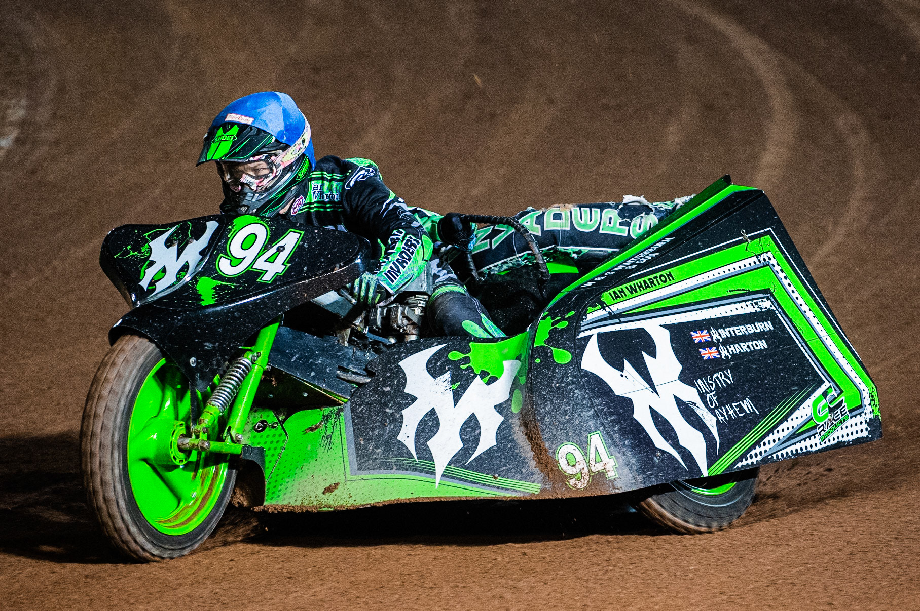MANCHESTER, ENGLAND Billy Winterburn & Ryan Wharton (94) during the  ACU Sidecar Speedway Manchester Masters,  Belle Vue National Speedway Stadium, Manchester Saturday 12 October 2019 (Credit: Ian Charles | MI News)