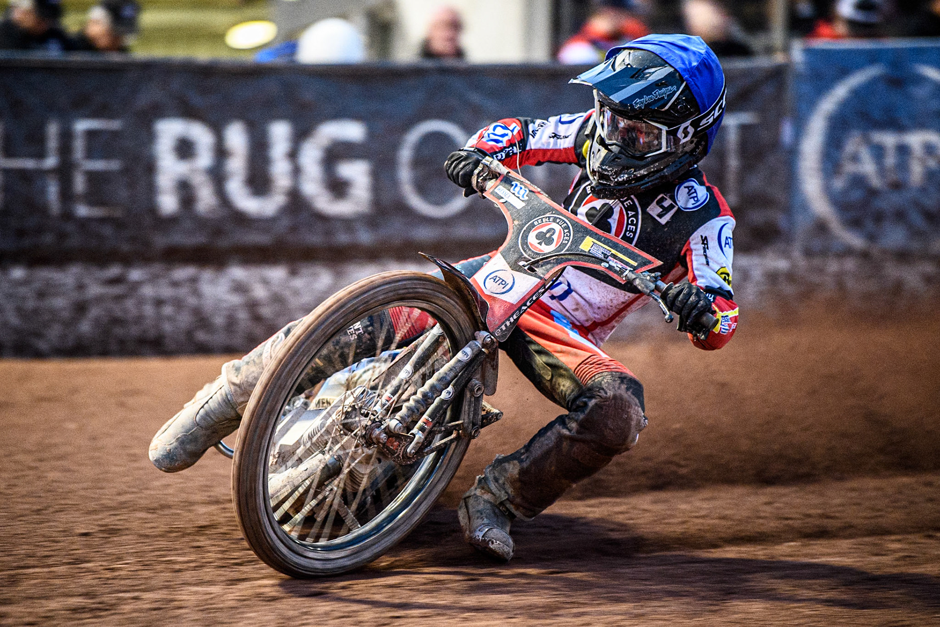 Belle Vue Aces' Ben Cook  in action during the Rowe Motor Oil Premiership match between Belle Vue Aces and King's Lynn Stars at the National Speedway Stadium, Manchester on Monday 12th August 2024. (Photo: Ian Charles | MI News)