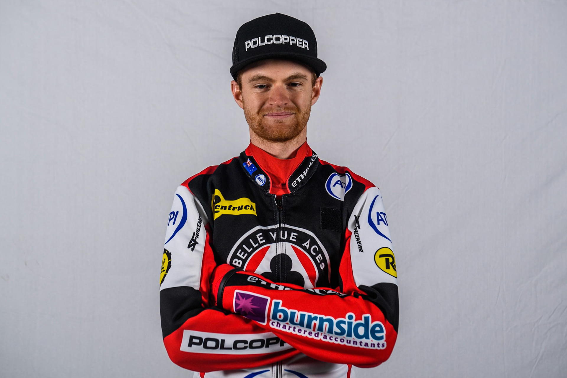 Belle Vue Aces' rider Brady Kurtz during the Belle Vue Aces Media Day at the National Speedway Stadium, Manchester on Monday 11th March 2024. (Photo: Ian Charles | MI News)