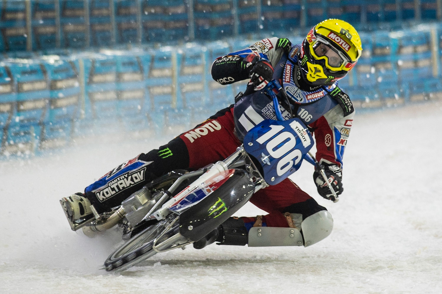 Photo: Ian Charles

Dmitri Koltakov (106) in action 

FIM Ice Speedway Gladiators World Championship, Event 5.1, Ice Rink Thialf, Heerenveen, Netherlands Saturday  30  March  2019