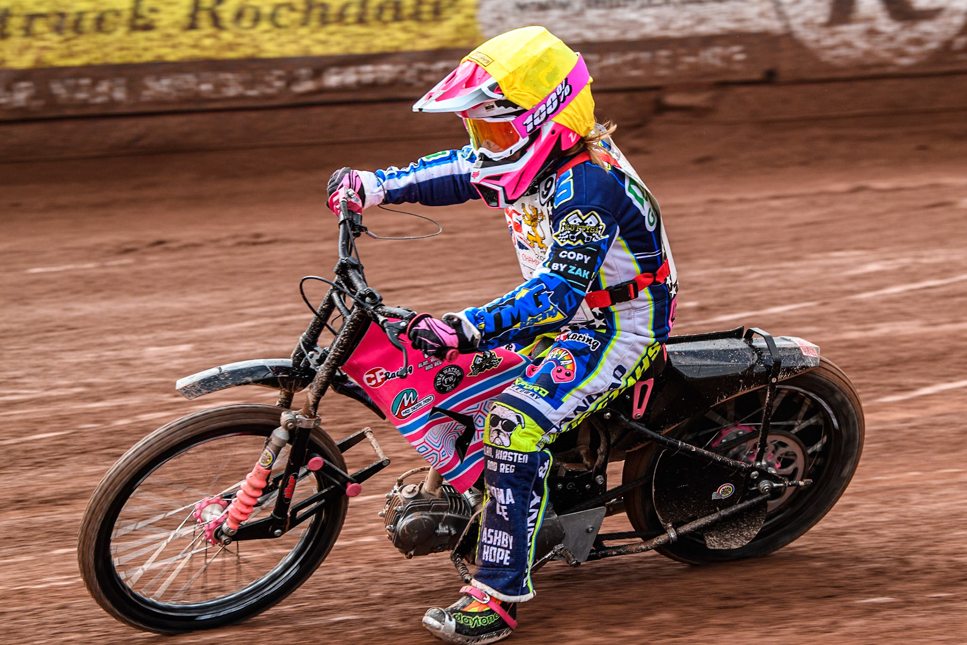 Chloe Davis (125cc) in action during the British Youth 500cc Championships at the National Speedway Stadium, Manchester on Friday 2nd August 2024. (Photo: Ian Charles | MI News)