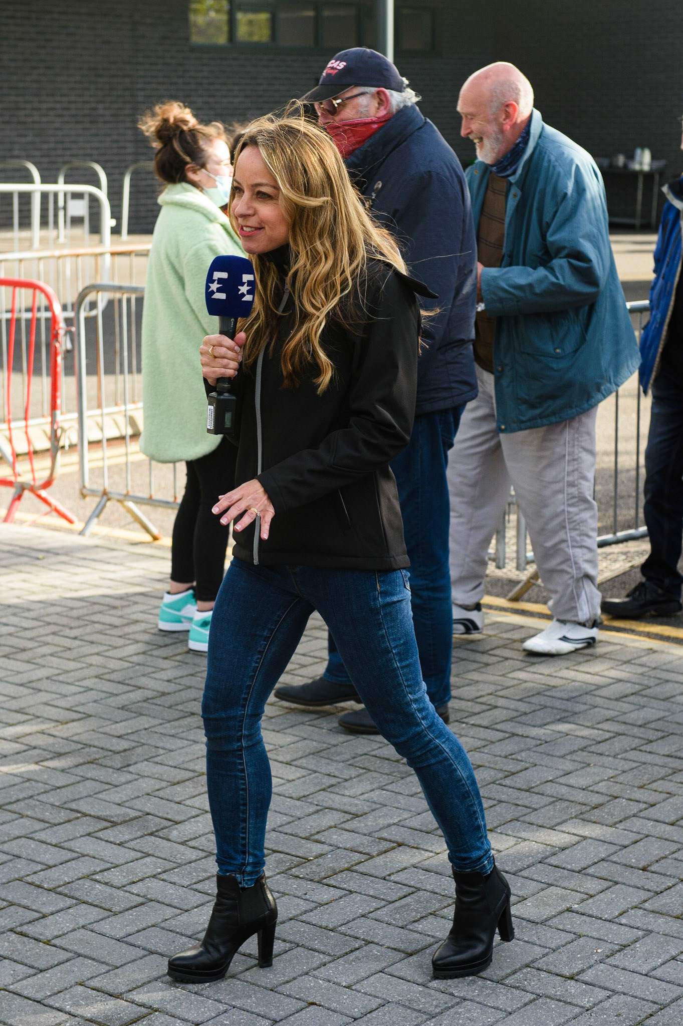 Photo: Ian CharlesAbi Stephens films her first introductionBelle Vue Aces v Sheffield Tigers, British Speedway Premier League, National Speedway Stadium, Manchester Monday  17  May  2021