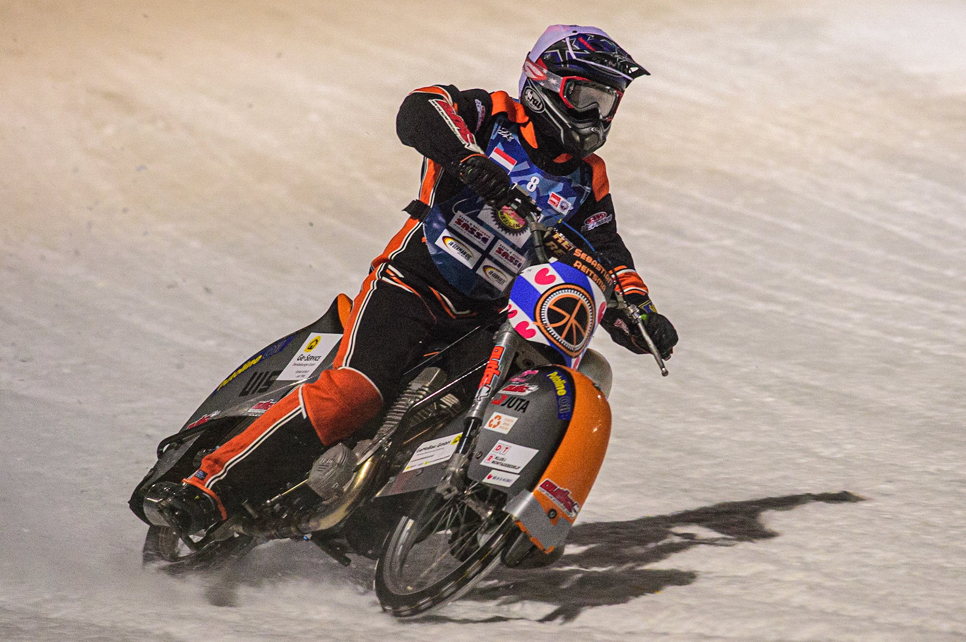 Sebastian Reitsma in action during the German Individual Ice Speedway Championship at Horst-Dohm-Eisstadion, Berlin on Friday 3rd March 2023. (Photo: Ian Charles | MI News)