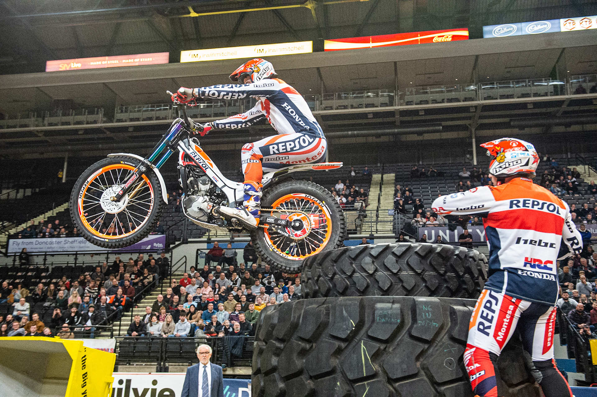 SHEFFIELD, ENGLAND  - DECEMBER 28TH  Tony Bou, Spain (Montessa)   during the 25th Anniversary Sheffield Indoor Trial at the FlyDSA Arena, Sheffield on Saturday 28th December 2019. (Credit: Ian Charles | MI News)