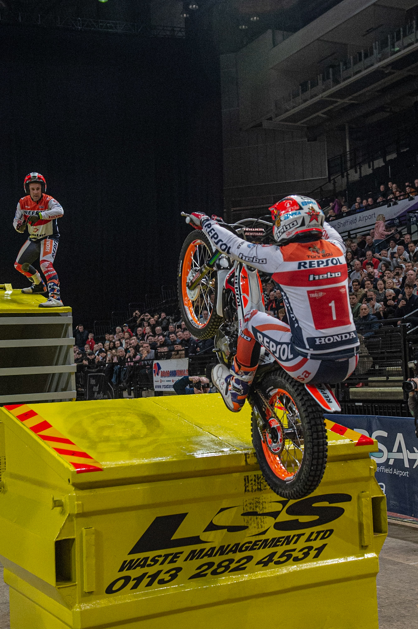 SHEFFIELD, ENGLAND  - DECEMBER 28TH  Tony Bou, Spain (Montessa) on Section 6, The Skips,  during the 25th Anniversary Sheffield Indoor Trial at the FlyDSA Arena, Sheffield on Saturday 28th December 2019. (Credit: Ian Charles | MI News)