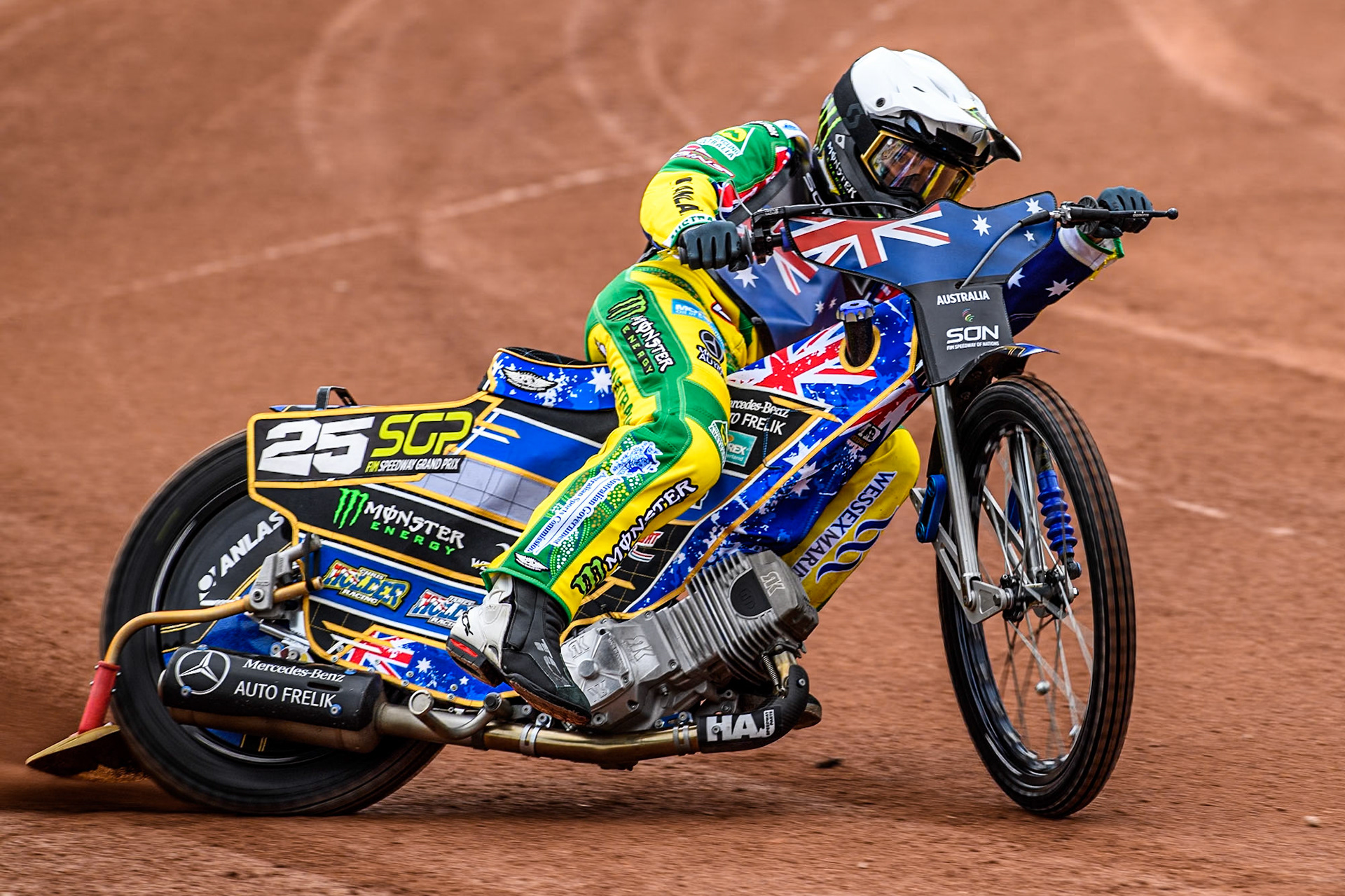 Jack Holder of Australia practices during the Monster Energy FIM Speedway of Nation Semi Final 2 at the National Speedway Stadium, Manchester on Wednesday 10th July 2024. (Photo: Ian Charles | MI News)