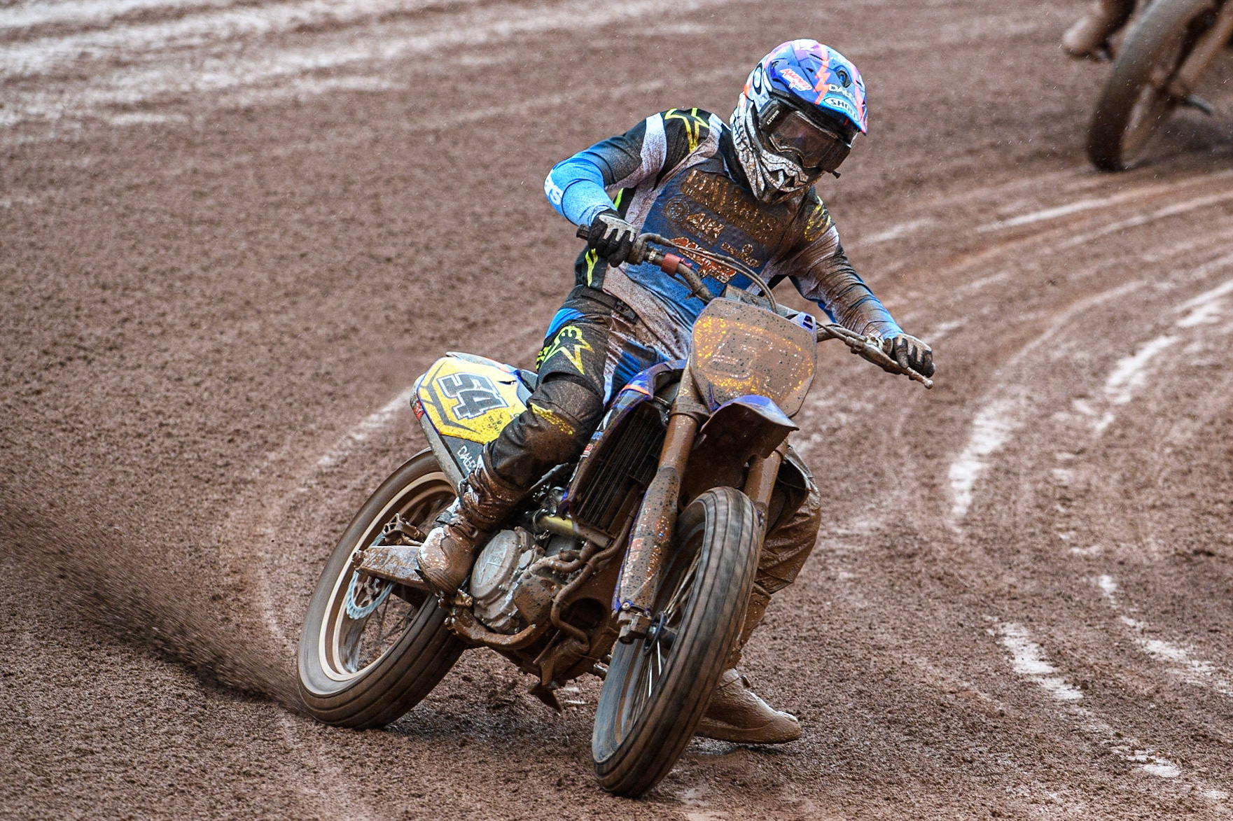 Tim Neave (54) from Great Britain in action  during the FIM World Flat Track Championship Round 1 at the National Speedway Stadium, Manchester on Saturday 5th August 2023. (Photo: Ian Charles | MI News)
