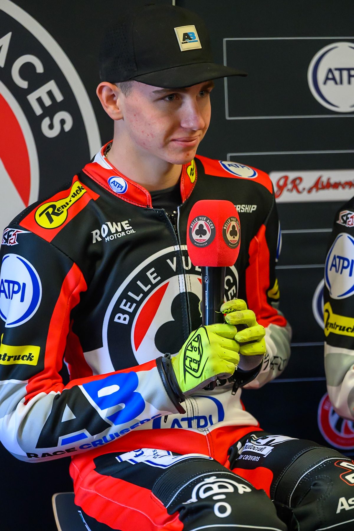 Will Cairns, Rising Star Rider of Belle Vue Aces at the Press Conference during the Belle Vue Aces Media Day at the National Speedway Stadium, Manchester on Wednesday 11th March 2026. (Photo: Ian Charles | MI News)