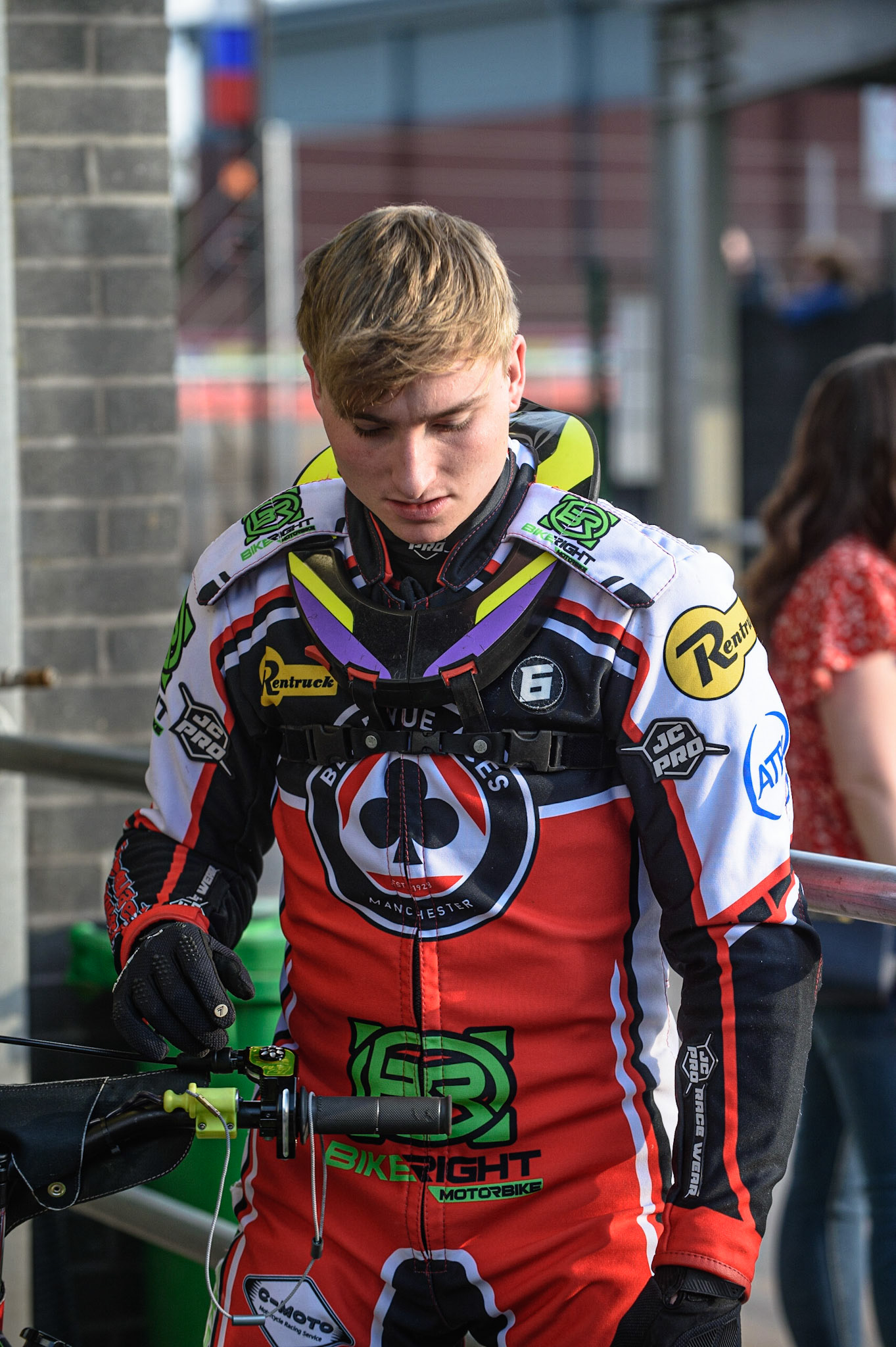 MANCHESTER UKBelle Vue Bikeright Aces  rider Tom Brennan during the SGB Premiership match between Belle Vue Aces and Ipswich Witches at the National Speedway Stadium, Manchester on Monday 2nd August 2021. (Credit: Ian Charles | MI News)