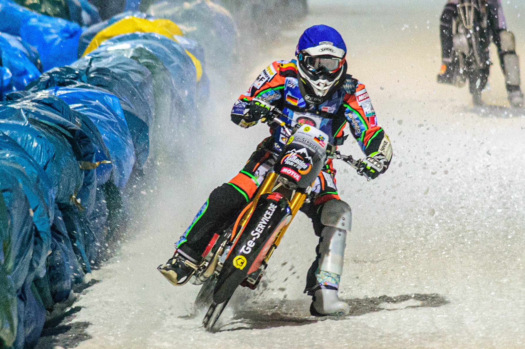 Markus Jell in action during the German Individual Ice Speedway Championship at Horst-Dohm-Eisstadion, Berlin on Friday 3rd March 2023. (Photo: Ian Charles | MI News)