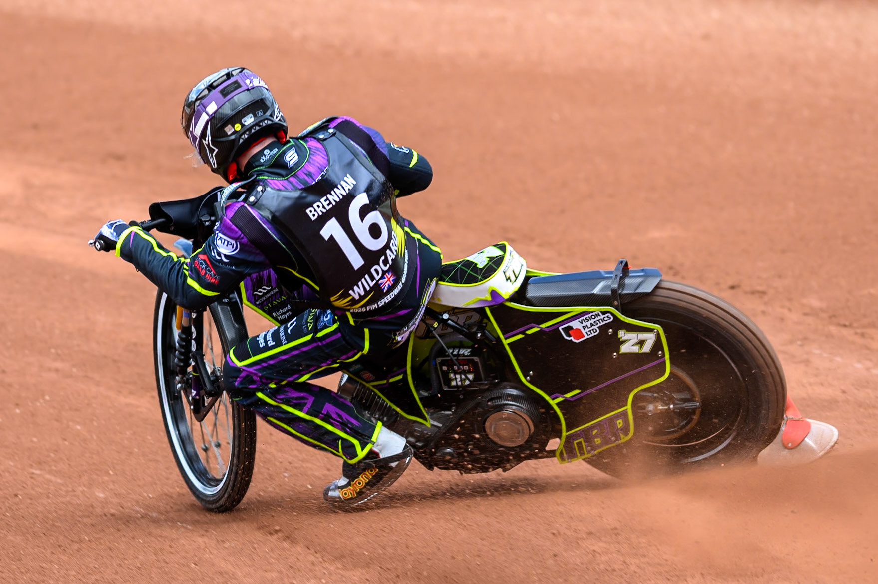 Wild Card Tom Brennan (16) of Great Britain during practice for the ATPI  FIM Speedway GP of Manchester at the National Speedway Stadium, Manchester on Friday 5th June 2026. (Photo: Ian Charles | MI News)
