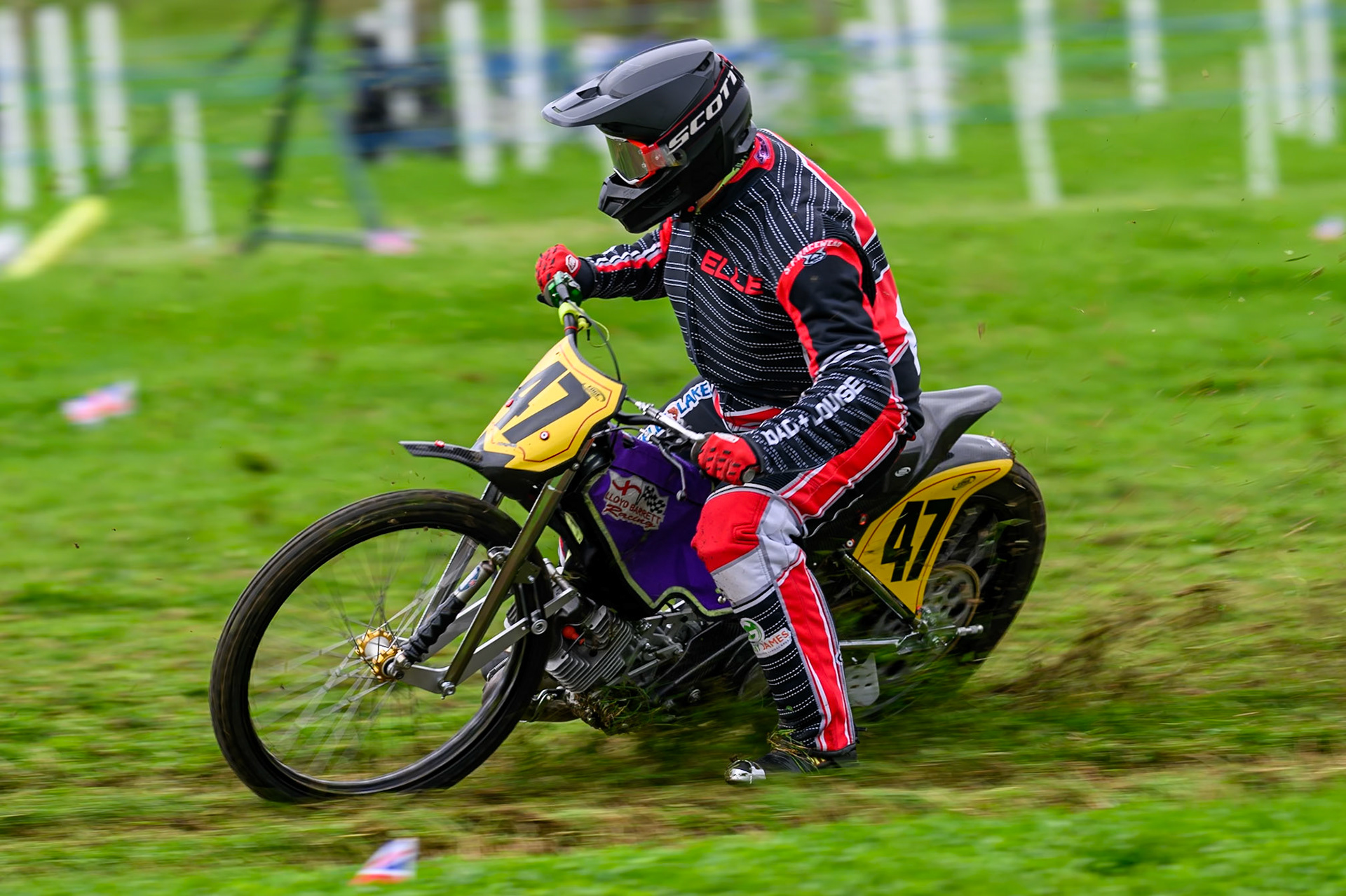 Will Thurlby (47) during practice for the British Masters Grasstrack Championship at Lower Marsh Farm, Much Hoole, Preston in Lancashire, England on Sunday 13th September 2026. (Photo: Ian Charles | MI News)