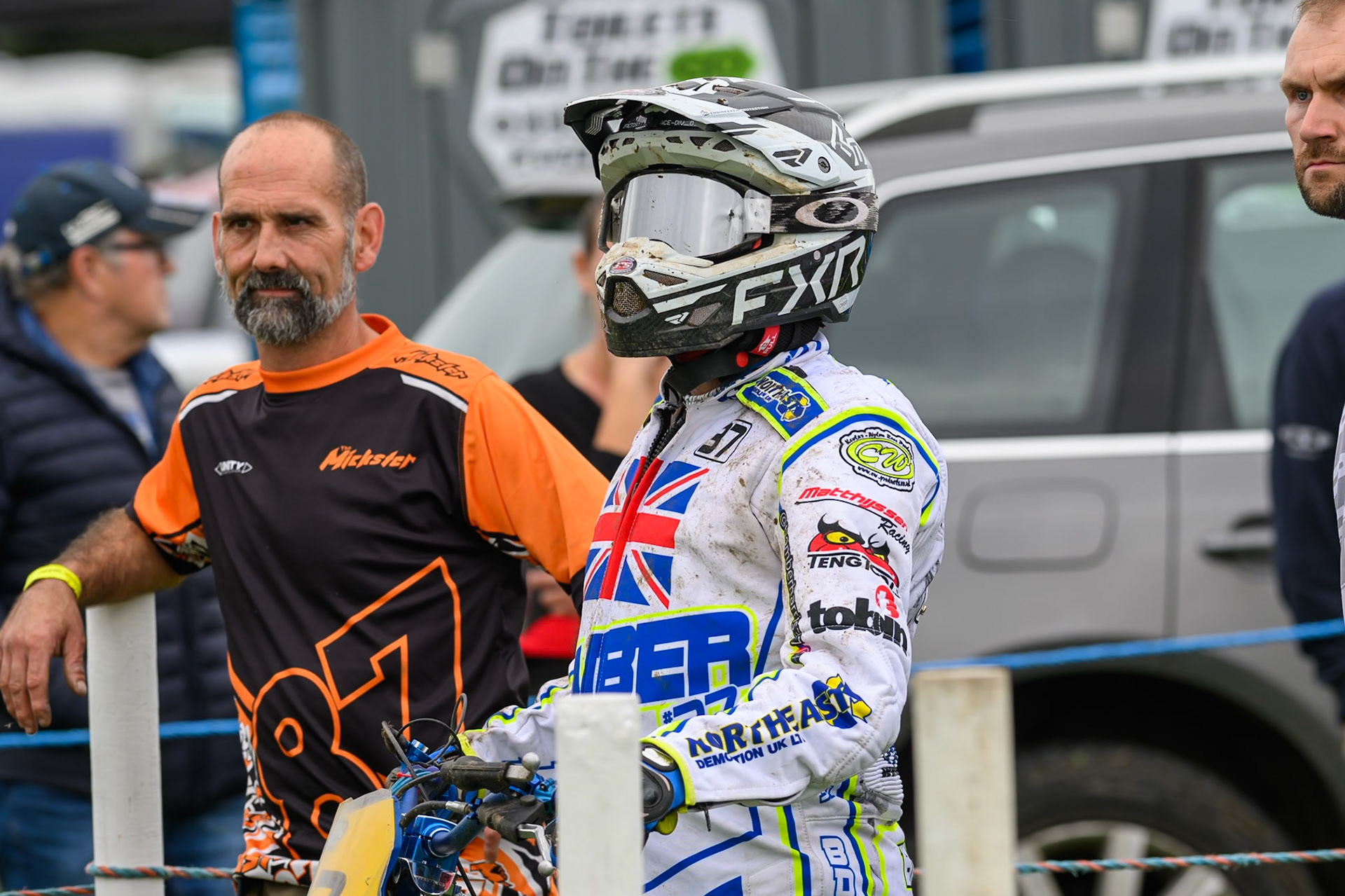 Chris Harris (37) waits to go out during practice for  the British Masters Grasstrack Championship at Lower Marsh Farm, Much Hoole, Preston in Lancashire, England on Sunday 13th September 2026. (Photo: Ian Charles | MI News)