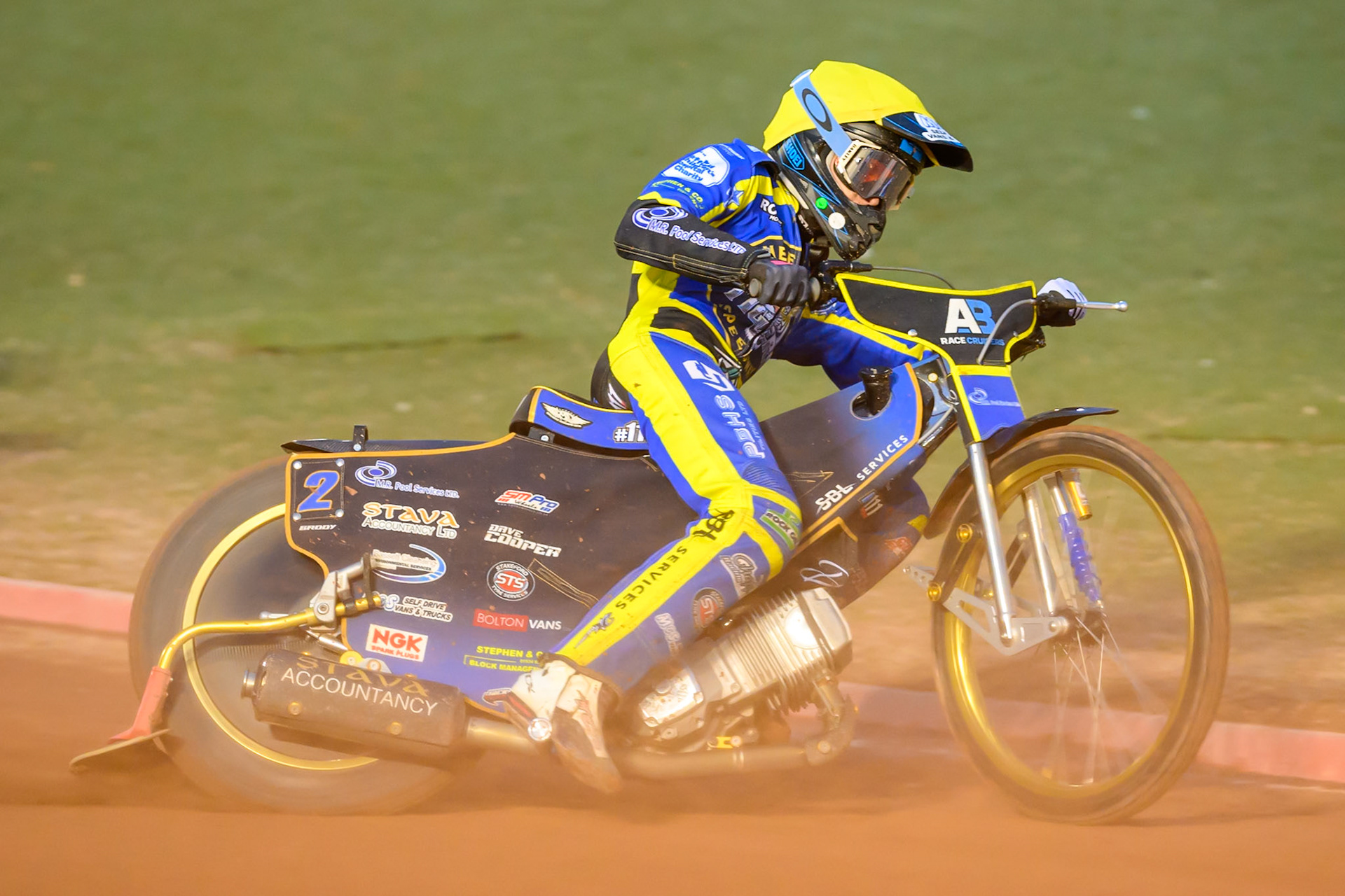 Anders Rowe of Sheffield Tigers in action during the Rowe Motor Oil Premiership match between Belle Vue Aces and Sheffield Tigers at the National Speedway Stadium, Manchester on Monday 14th September 2026. (Photo: Ian Charles | MI News)