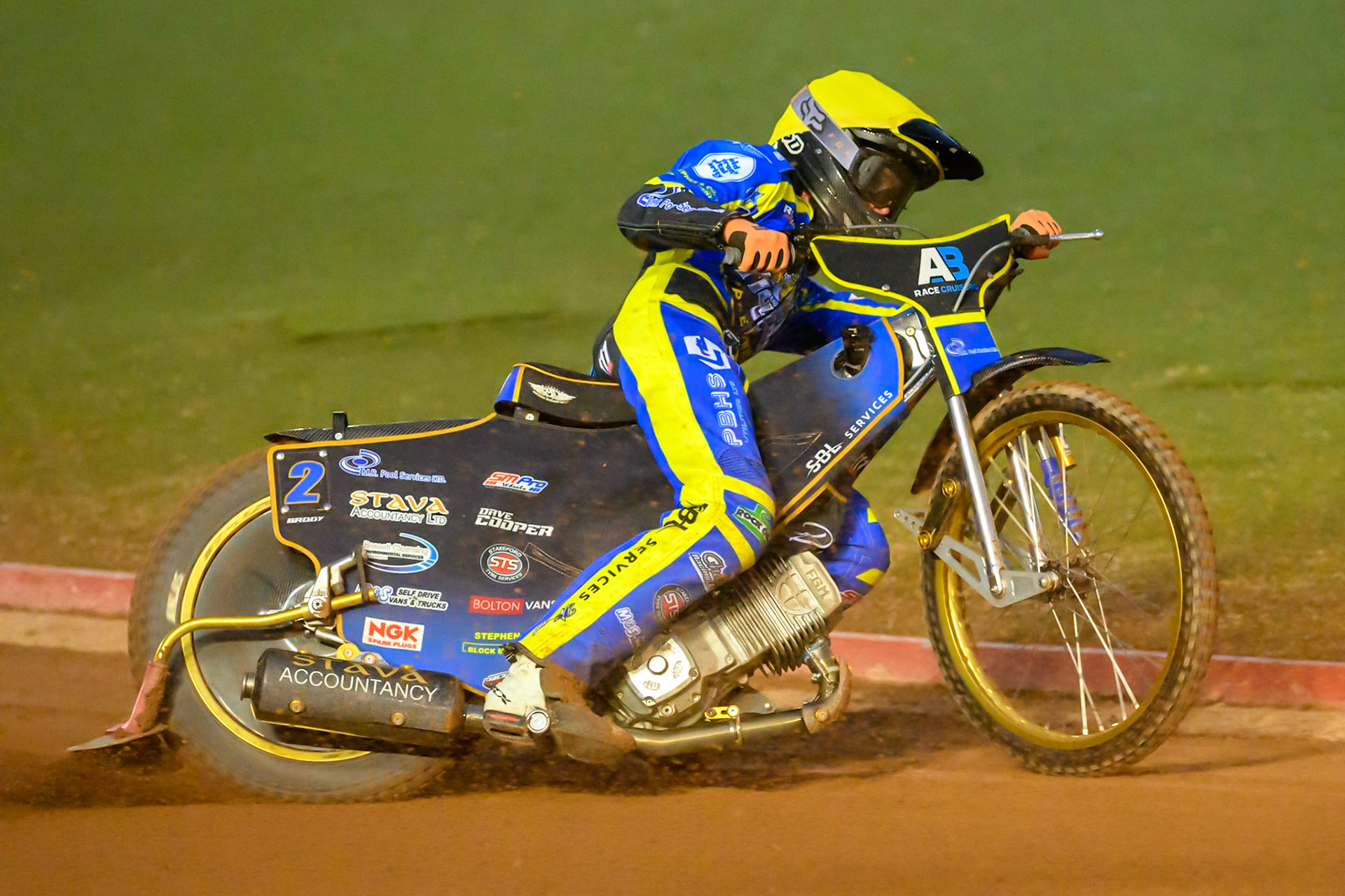 Anders Rowe of Sheffield Tigers    in action during the Knockout Cup, Northern Section match between Belle Vue Aces and Sheffield Tigers at the National Speedway Stadium, Manchester on Monday 30th March 2026. (Photo: Ian Charles | MI News)