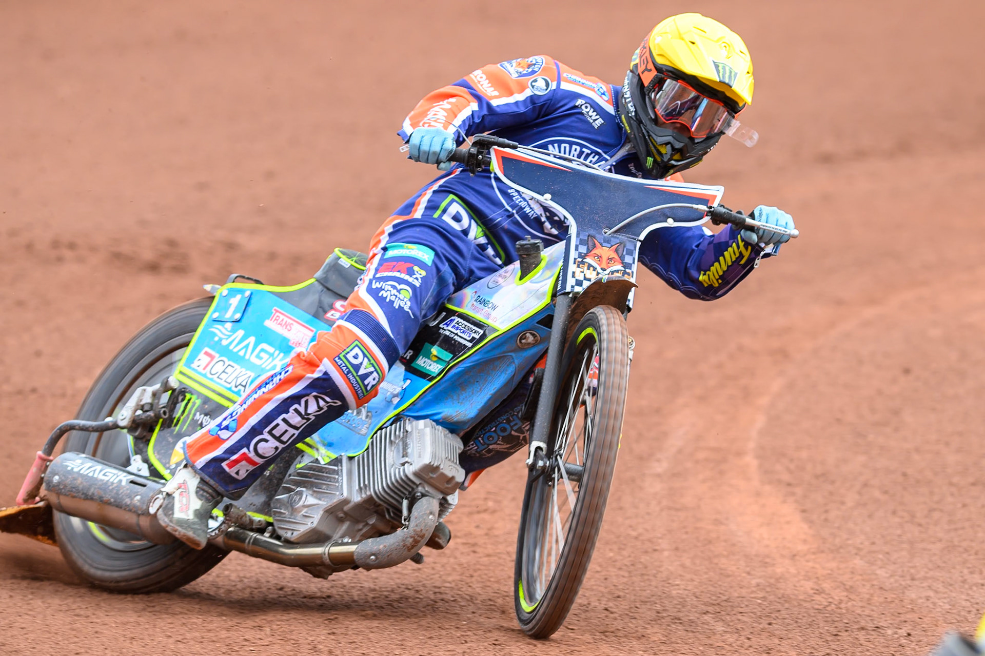 Jaimon Lidsey of Northampton Foxes in action during the Rowe Motor Oil Premiership match between Belle Vue Aces and Northampton Foxes at the National Speedway Stadium, Manchester on Monday 4th May 2026. (Photo: Ian Charles | MI News)