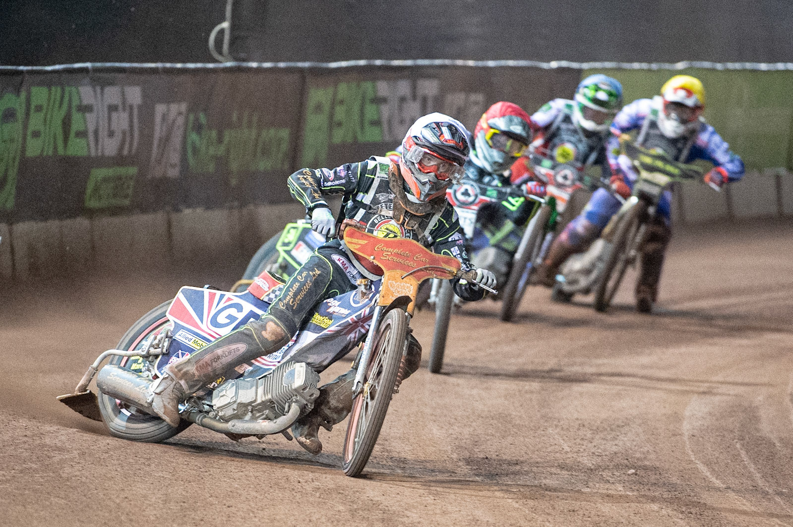Photo: Ian CharlesDrew Kemp (White) leads Jye Etheridge (Red) Dan Bewley (Blue) and  Jason Crump (Yellow)Peter Craven Memorial Trophy, National Speedway Stadium, Manchester Thursday  22  October  2020