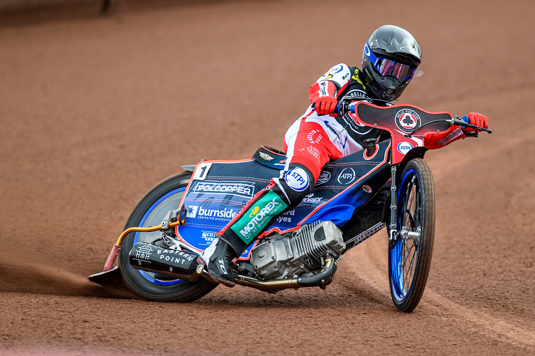 Belle Vue Aces' rider Brady Kurtz in action during the Belle Vue Aces Media Day at the National Speedway Stadium, Manchester on Monday 11th March 2024. (Photo: Ian Charles | MI News)