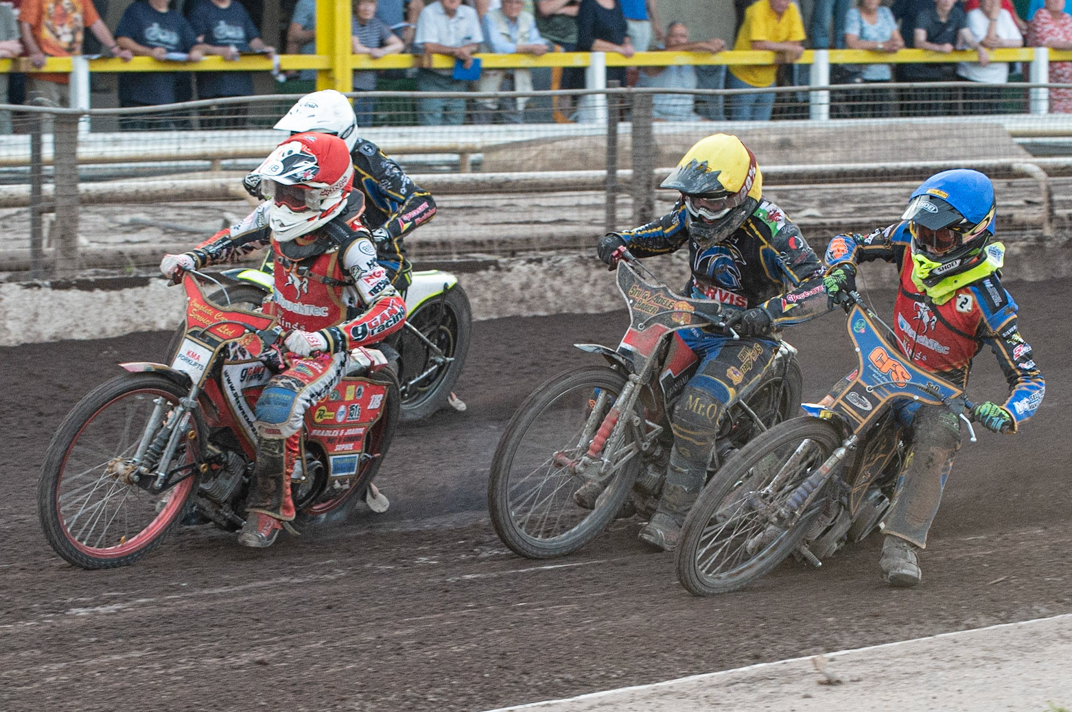 Photo by Ian Charles:

KENT  v PLYMOUTH 
The winning heat for the Kings: Drew Kemp (Red) leads Anders Rowe  (Blue) Nathan Stoneman (Yellow) and Ben Wilson (White)


National League Best pairs Championship, Owlerton Stadium, Sheffield, 25 August 2019
