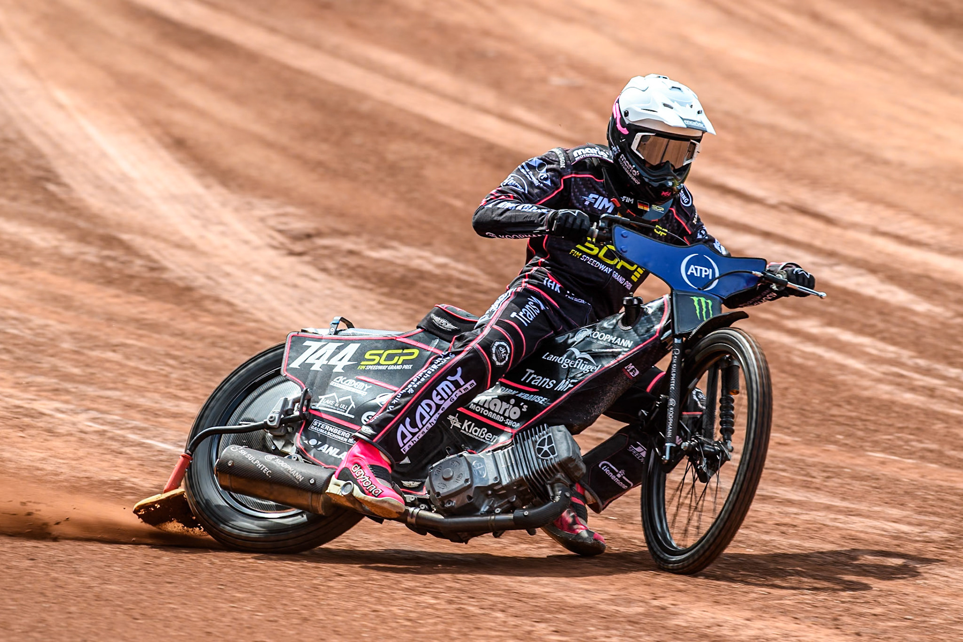 Kai Huckenbeck (744) of Germany in the qualifying session  during the ATPI FIM Speedway Grand Prix Round 4 at the National Speedway Stadium, Manchester, on Friday 6th June 2025. (Photo: Ian Charles | MI News)
