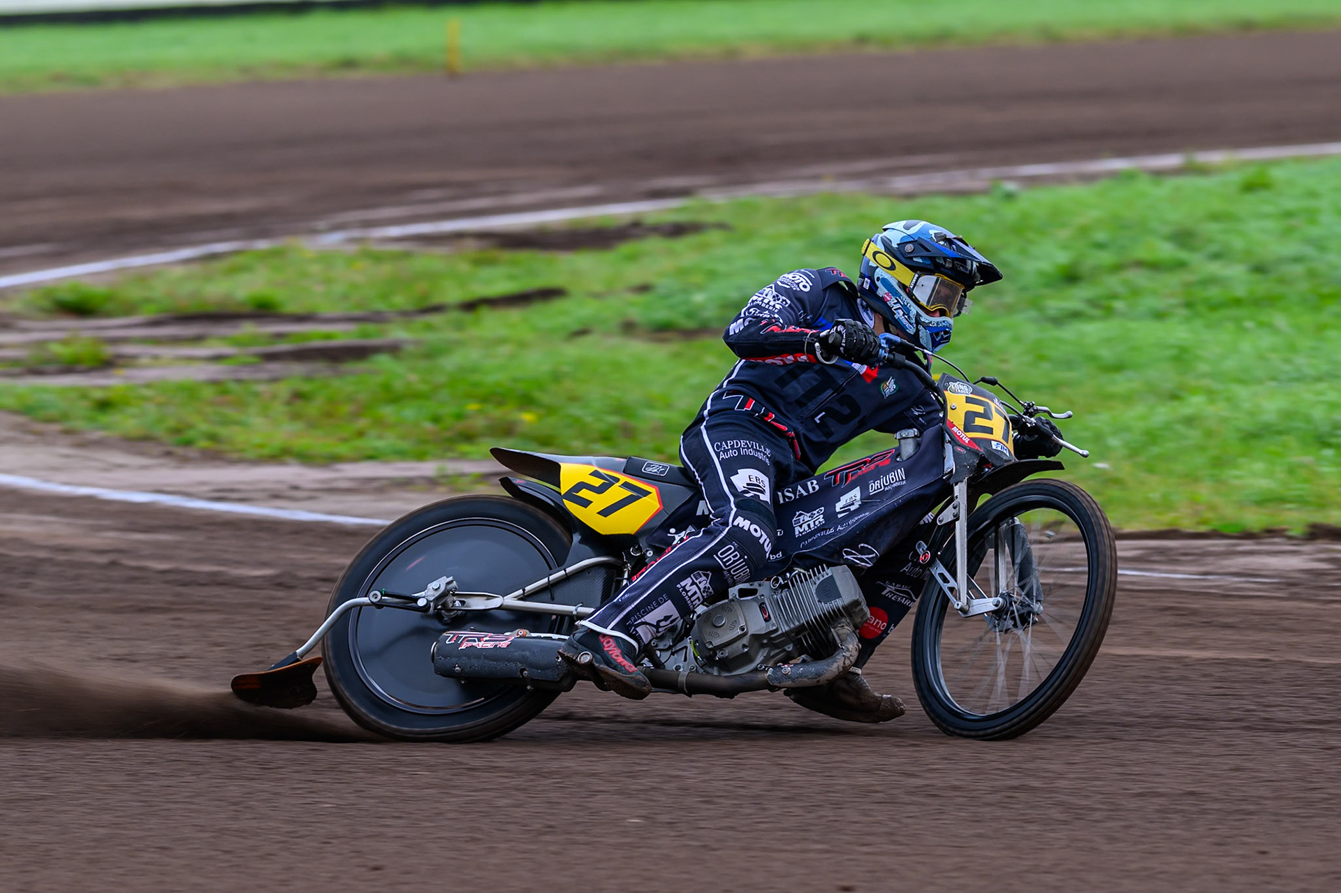 Mathias Trésarrieu (27) of France practices during the FIM Long Track World Championship Final 4, at the Speed Centre Roden, Netherlands on Sunday 21st September 2025. (Photo: Ian Charles | MI News)