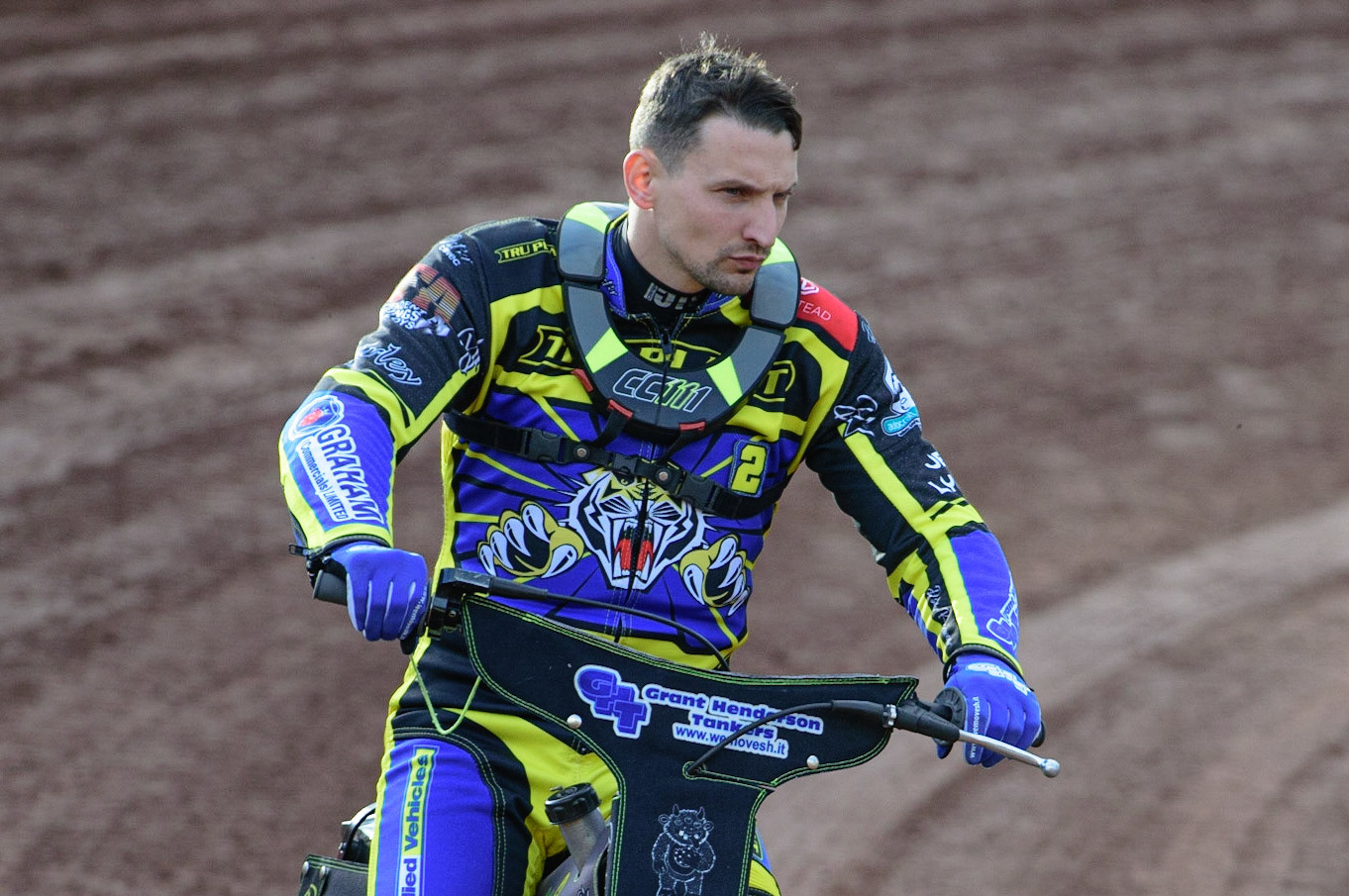 MANCHESTER, UK. JUL 5TH  Craig Cook  on the parade lap  during the SGB Premiership match between Belle Vue Aces and Sheffield Tigers at the National Speedway Stadium, Manchester on Tuesday 5th July 2022. (Credit: Ian Charles | MI News)