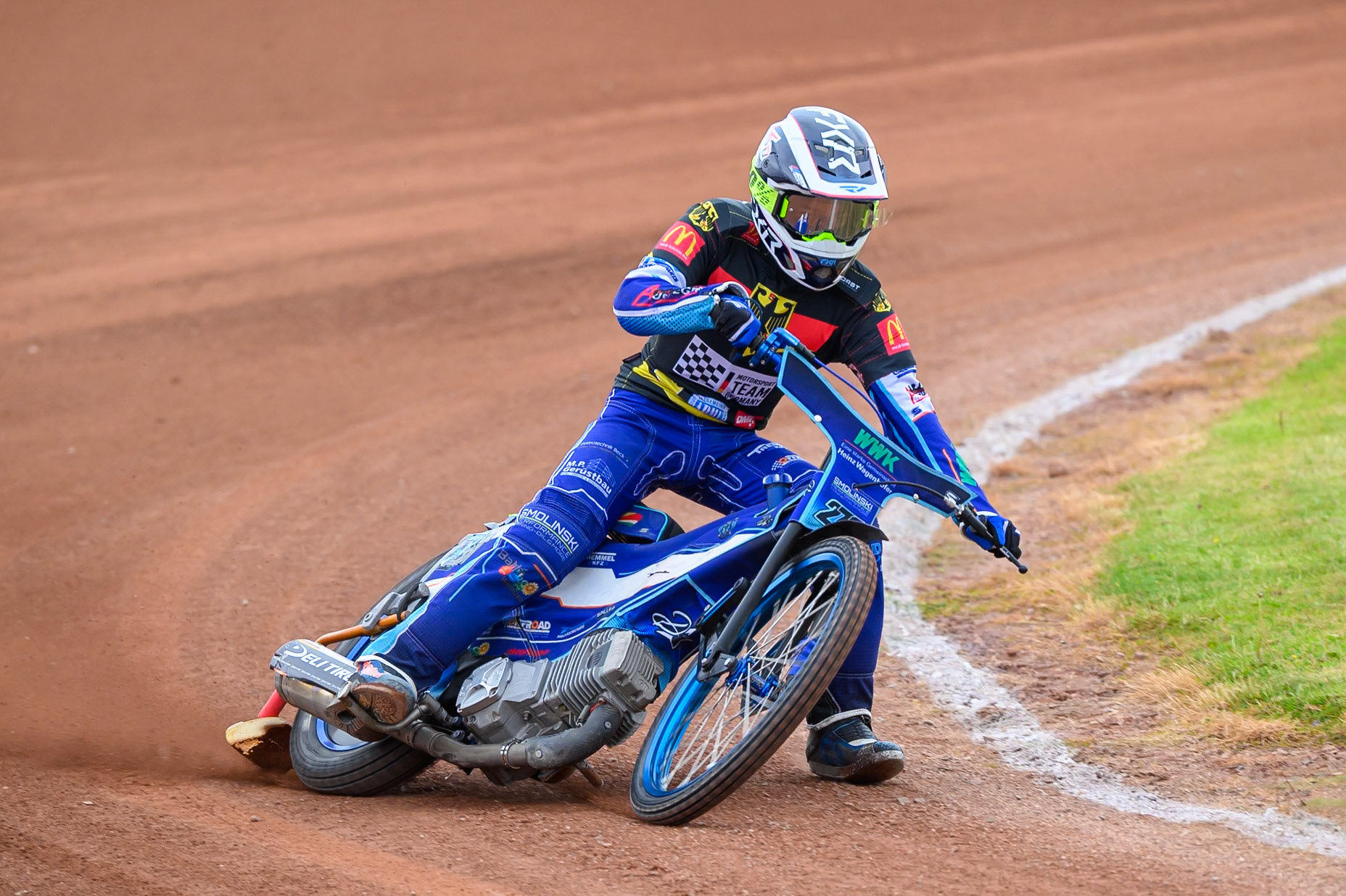 Mario Hausl of Germany during practice for the Speedway GP Qualifying Round 3 at Allied Ashfield Stadium, Glasgow on Saturday 30th May 2026. (Photo: Ian Charles | MI News)