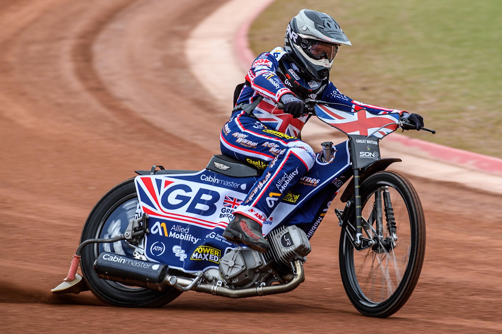 Dan Thompson of Great Britain practices during the Monster Energy FIM Speedway of Nations 2 (Under 21) Final at the National Speedway Stadium, Manchester on Friday 12th July 2024. (Photo: Ian Charles | MI News)