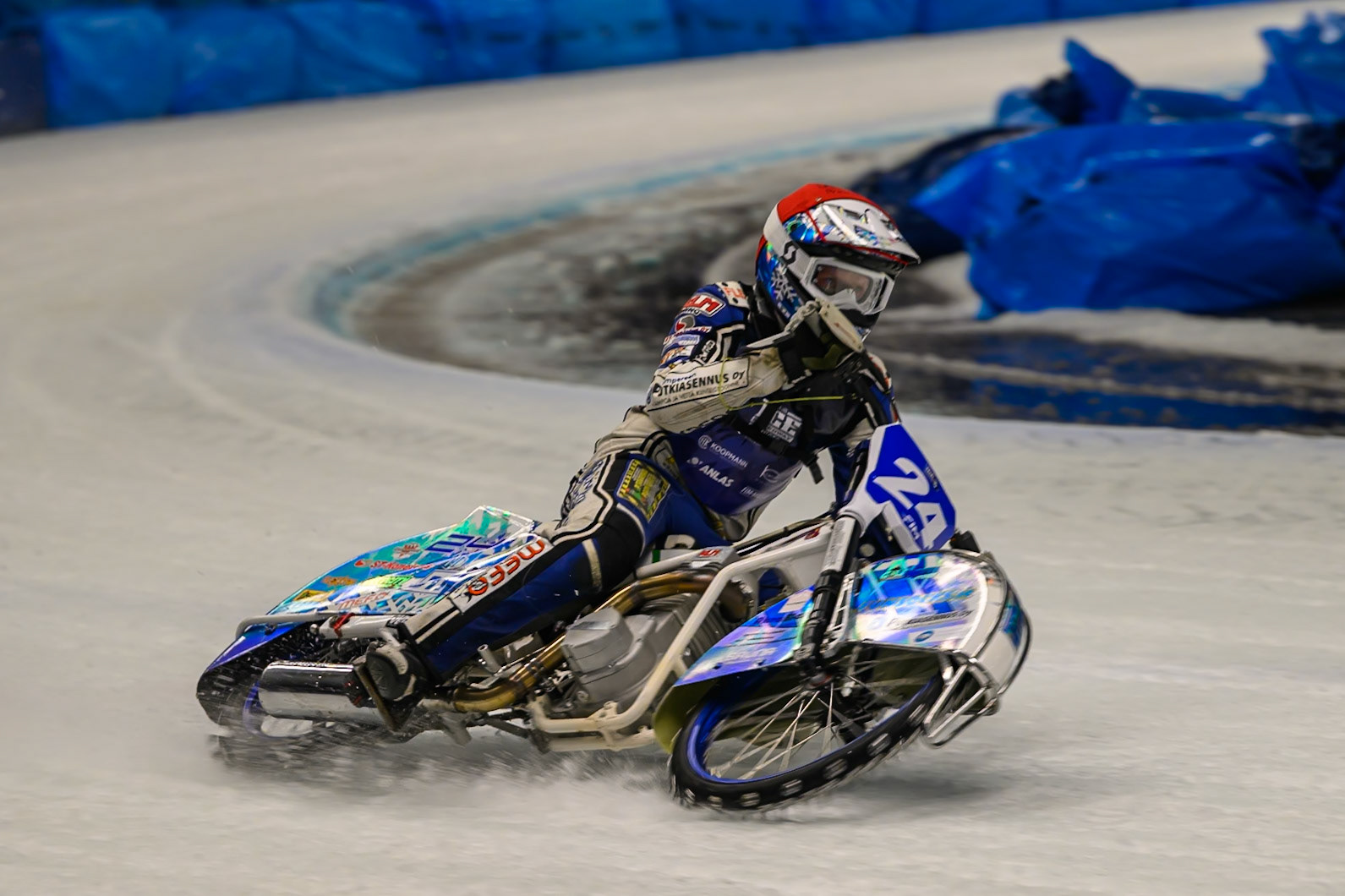Max Koivula (24) of Finland  in action during the Ice Speedway Gladiators World Championship Final 1 at Max-Aicher-Arena, Inzell on Saturday 14th March 2026. (Photo: Ian Charles | MI News)