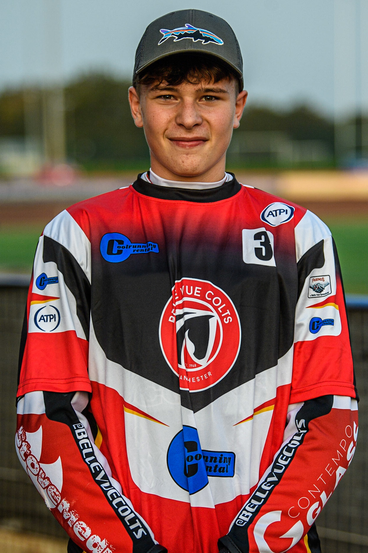 Sam McGurk - guest rider for Belle Vue Cool Running Colts during the National Development League match between Belle Vue Colts and Leicester Lion Cubs at the National Speedway Stadium, Manchester on Friday 8th September 2023. (Photo: Ian Charles | MI News)